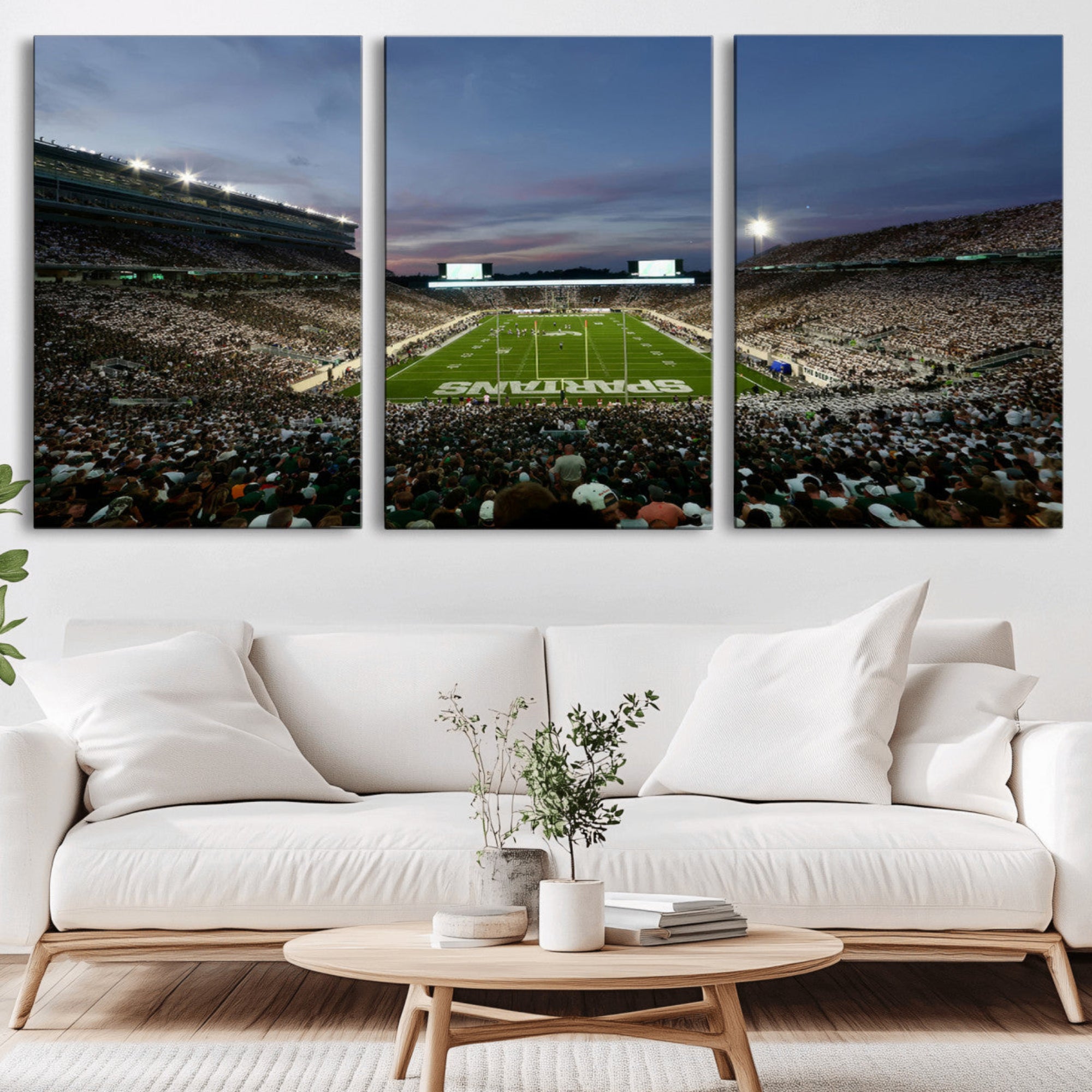 90831-MGV-CV-36X24-Michigan State Spartans Football Team Print - East Lansing Spartan Stadium Canvas Print