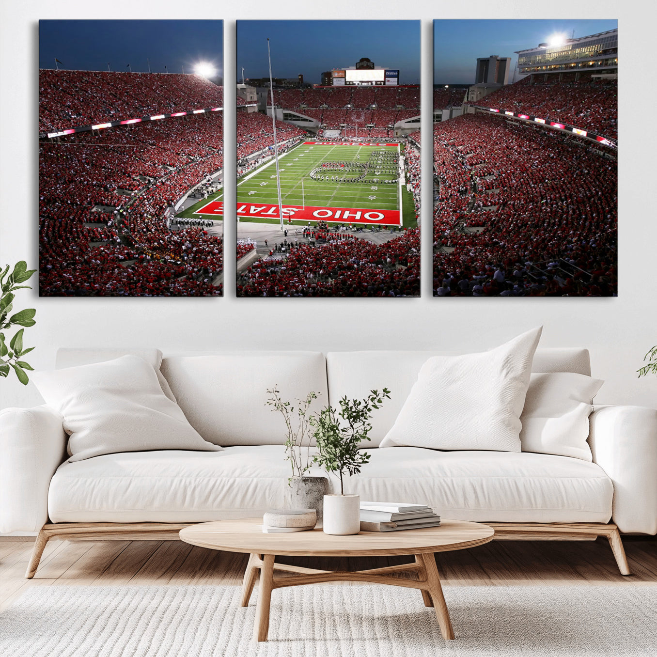 -Ohio State University Buckeyes Football Team Print - Columbus Ohio Stadium Wall Art Canvas Print
