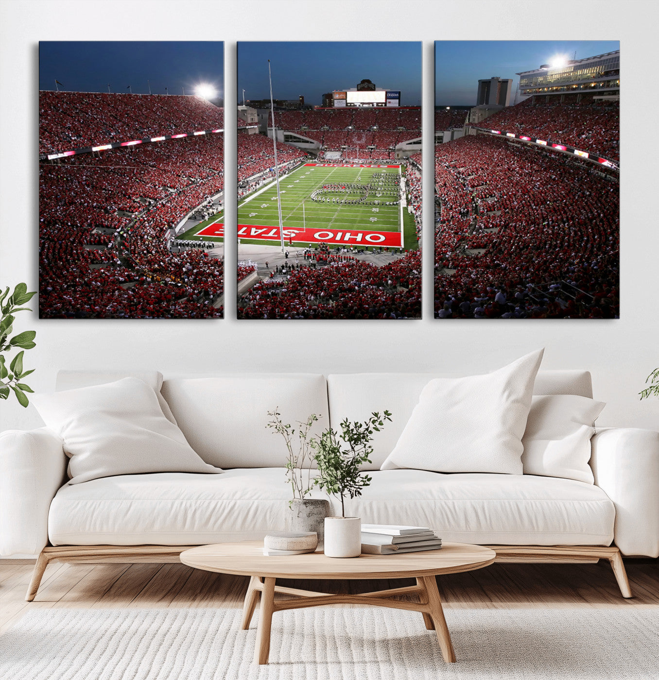 -Ohio State University Buckeyes Football Team Print - Columbus Ohio Stadium Wall Art Canvas Print