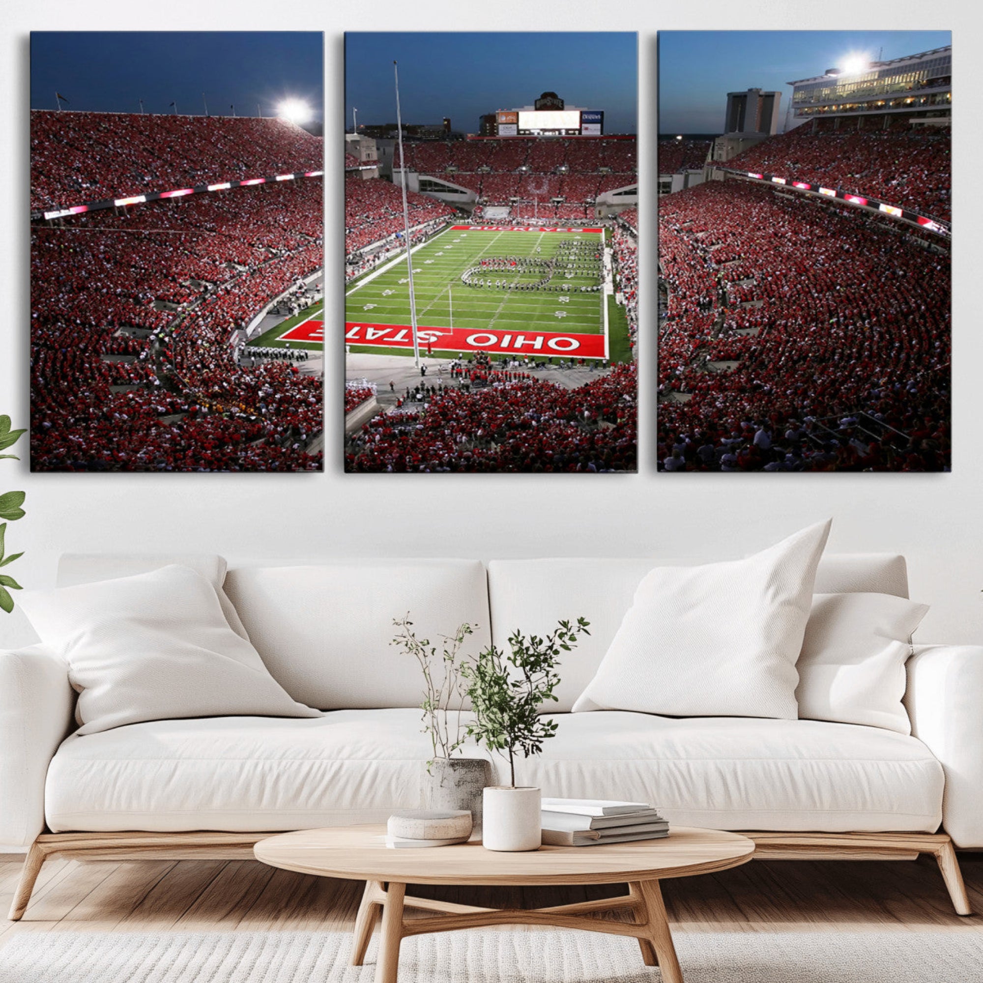 98743-MGV-CV-36X24-Ohio State University Buckeyes Football Team Print - Columbus Ohio Stadium Wall Art Canvas Print