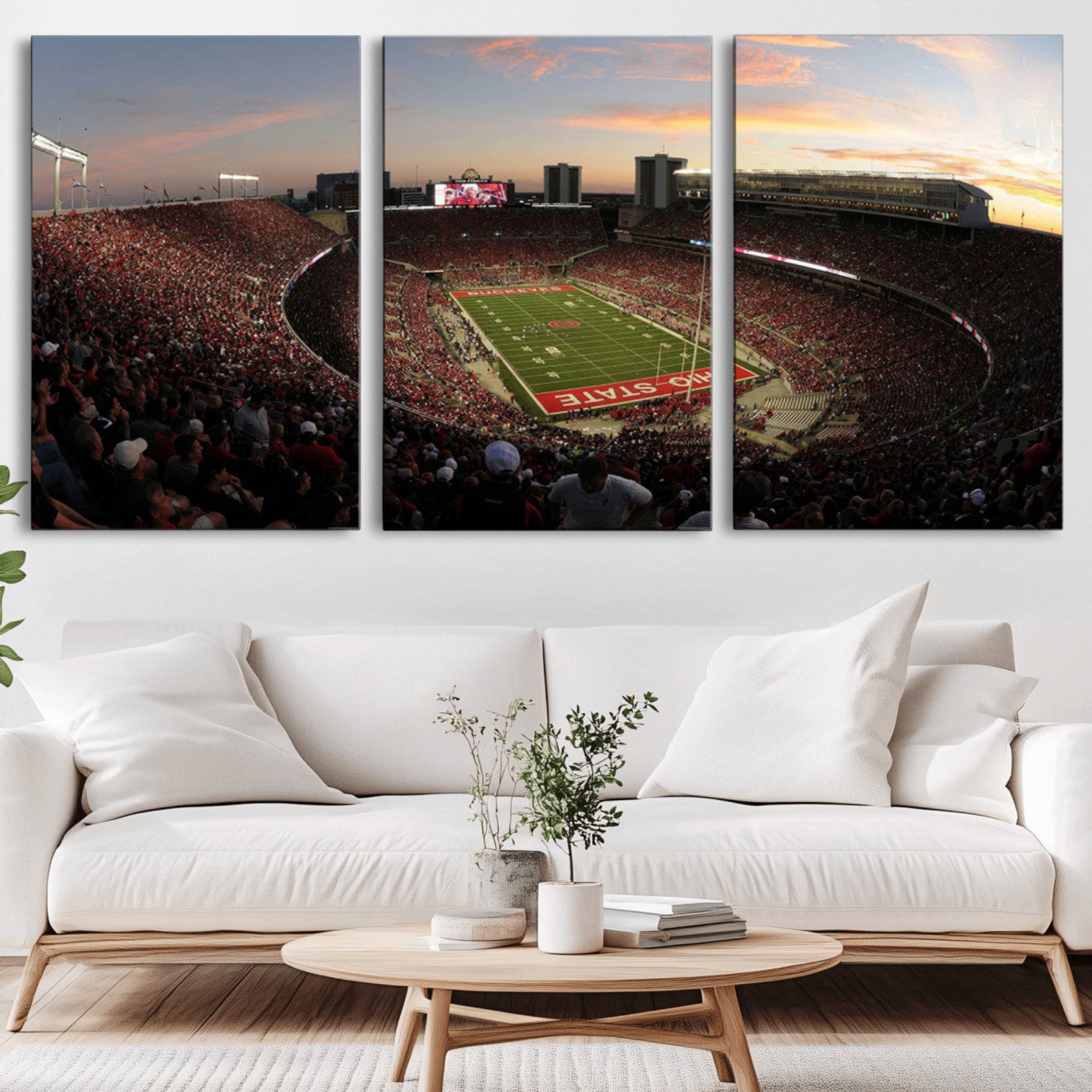 28825-MGV-CV-36X24-Ohio State University Buckeyes Football Team Print - Columbus Ohio Stadium Wall Art Canvas Print