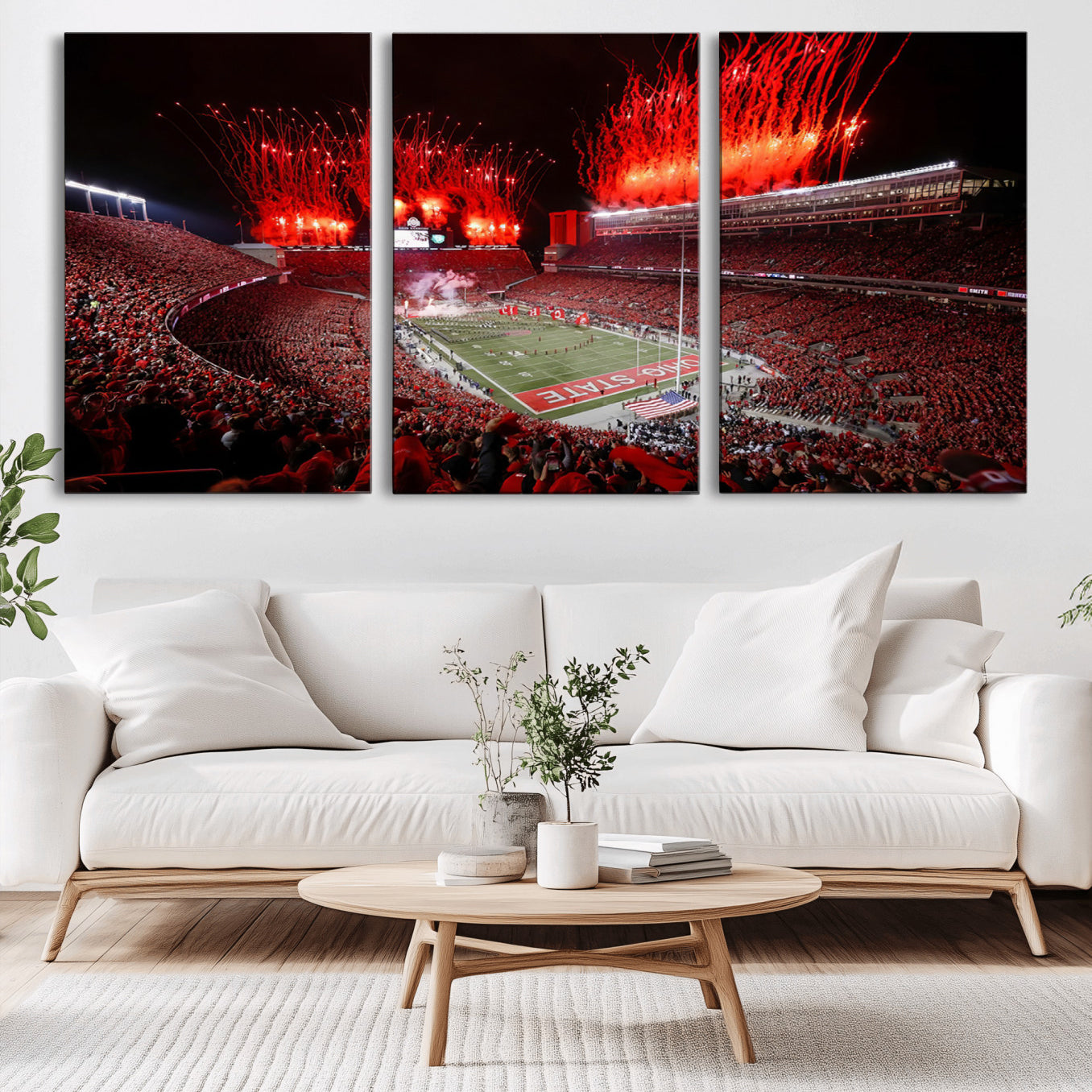 -Ohio State University Buckeyes Football Team Print - Columbus Ohio Stadium Wall Art Canvas Print