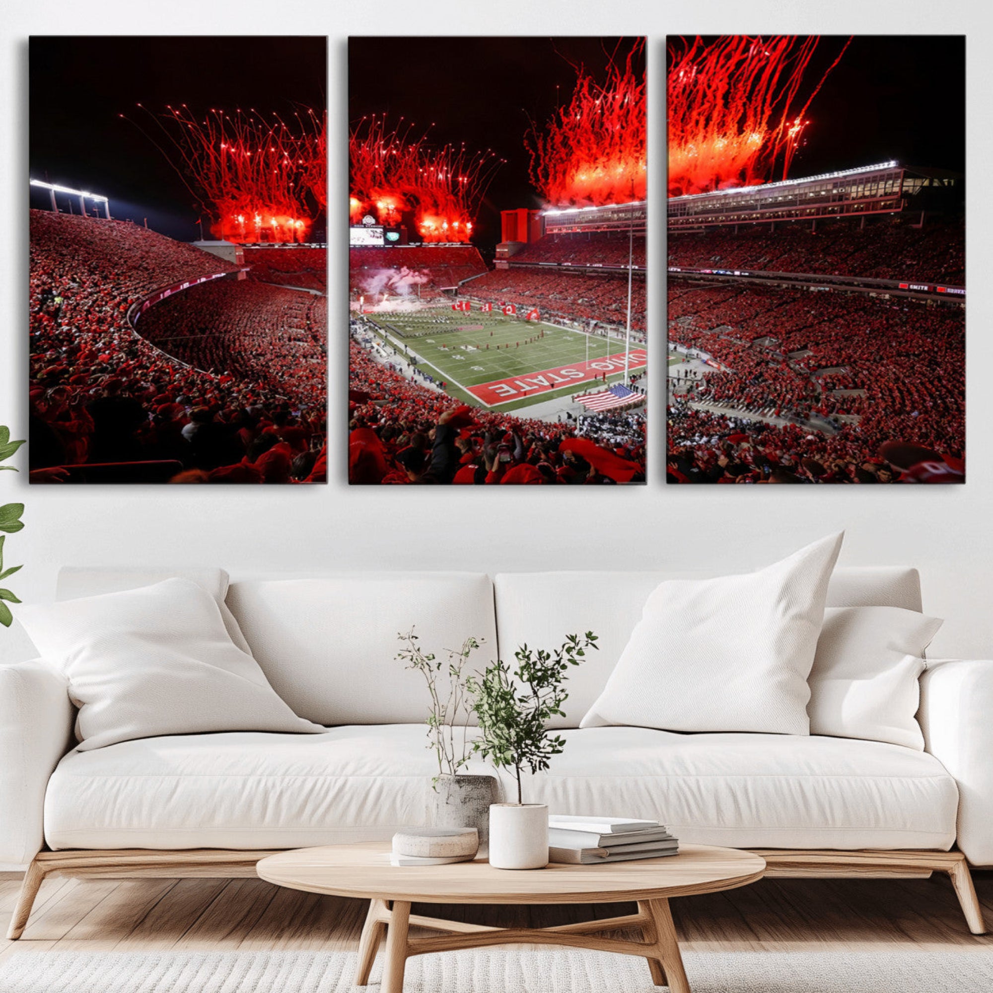 56909-MGV-CV-36X24-Ohio State University Buckeyes Football Team Print - Columbus Ohio Stadium Wall Art Canvas Print