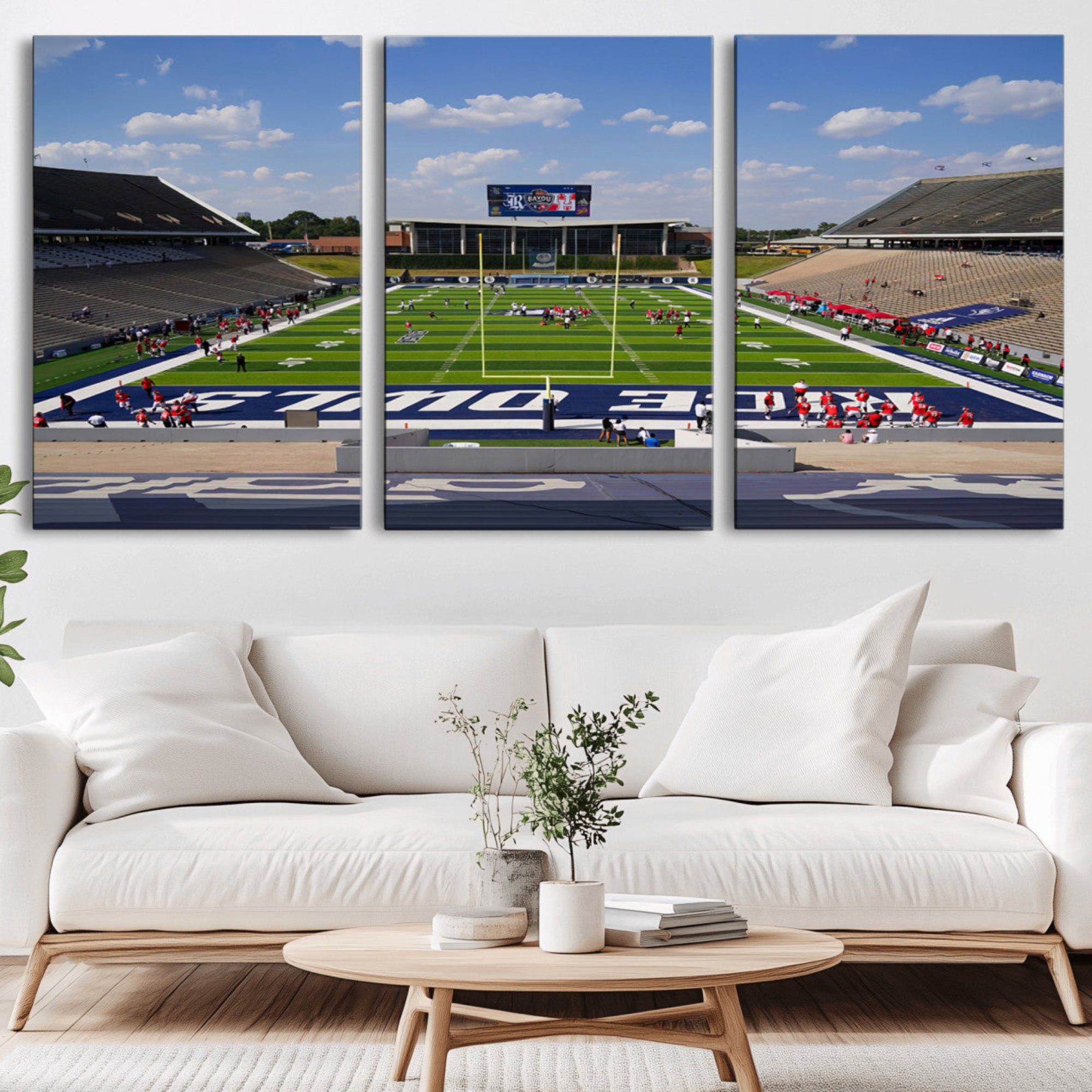 92248-MGV-CV-36X24-Rice University Owls Football Team Print - Houston Rice Stadium Wall Art Canvas Print