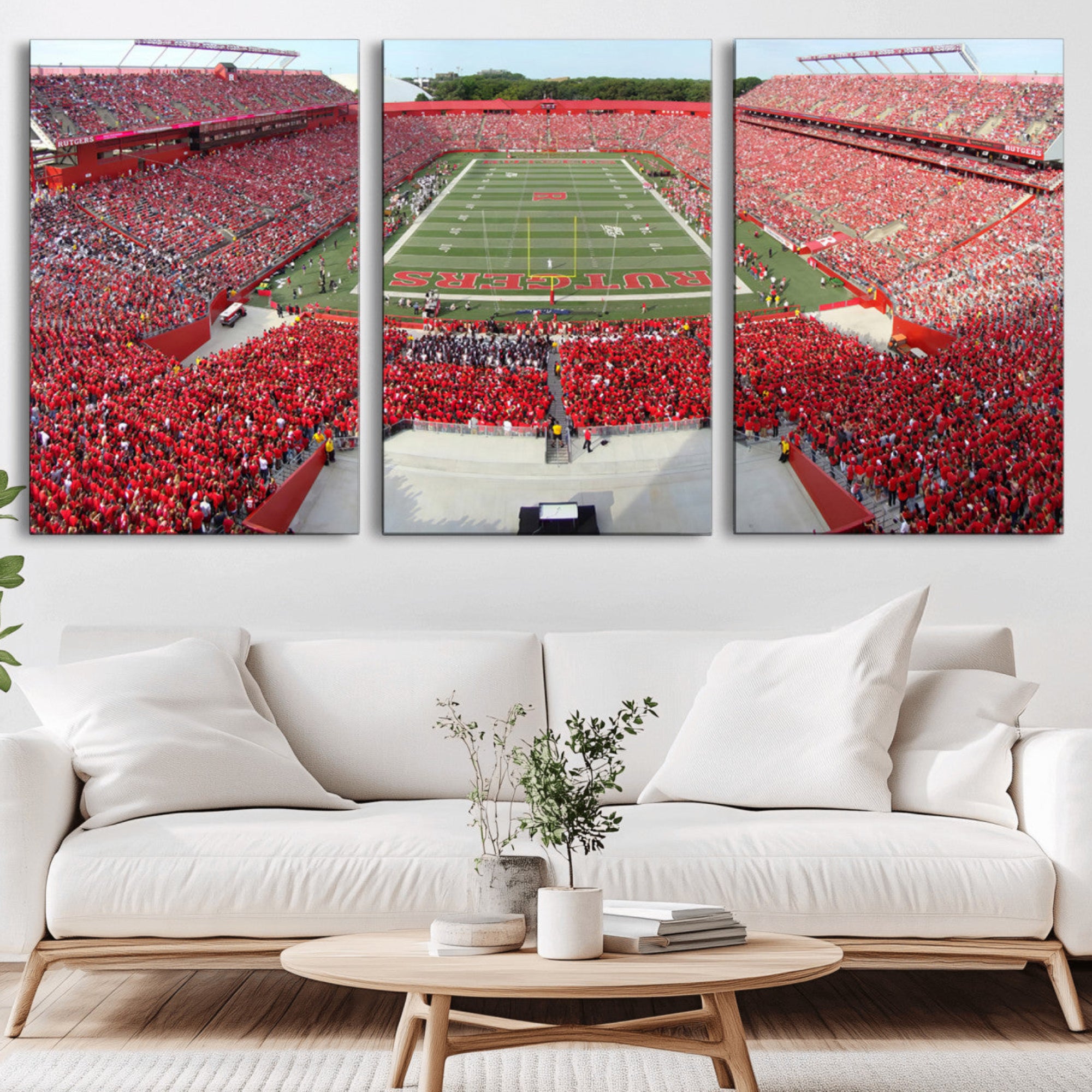 90818-MGV-CV-36X24-Rutgers Scarlet Knights Football Team Print - Piscataway SHI Stadium Wall Art Canvas Print