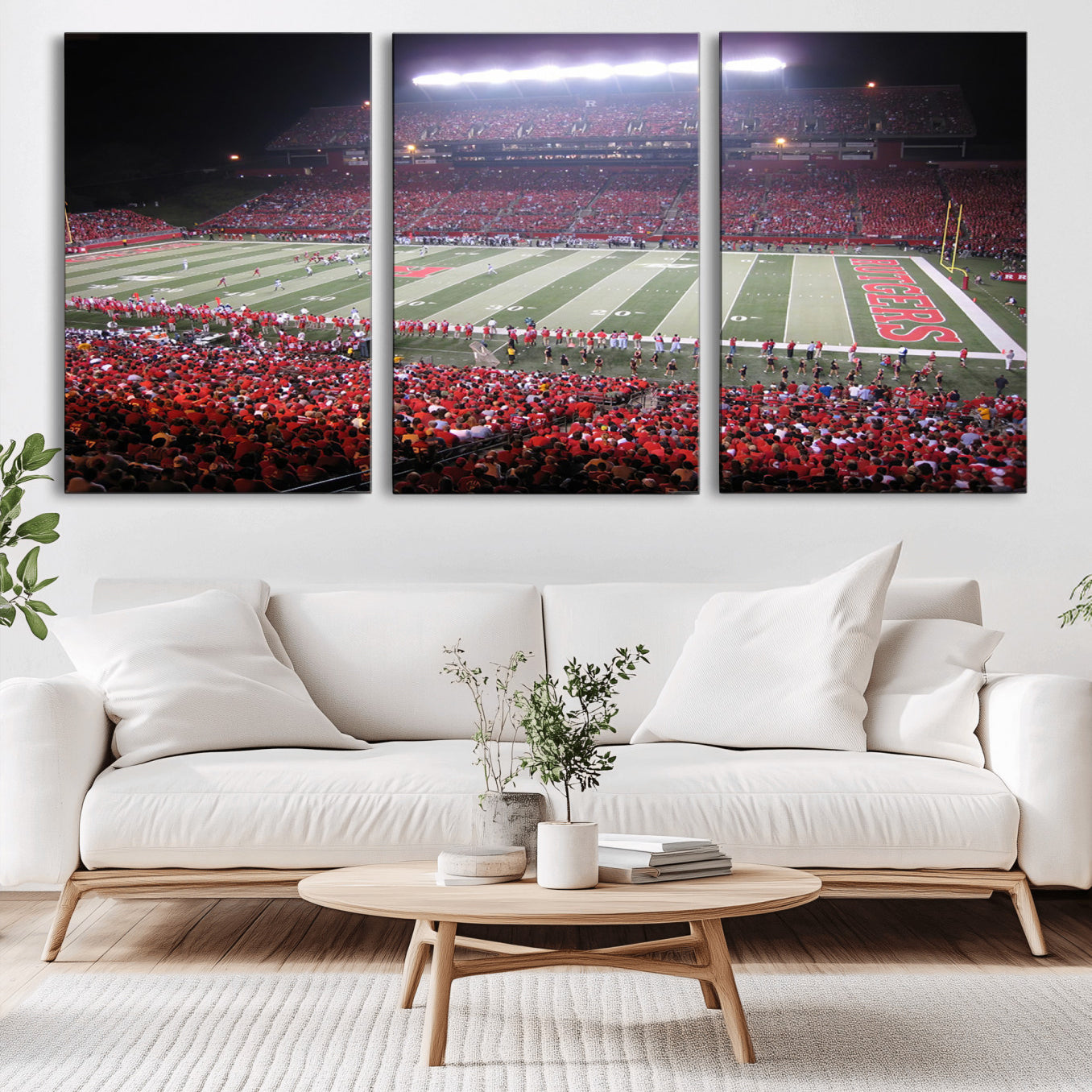 -Rutgers University Scarlet Knights Football Team Print - Piscataway SHI Stadium Wall Art Canvas