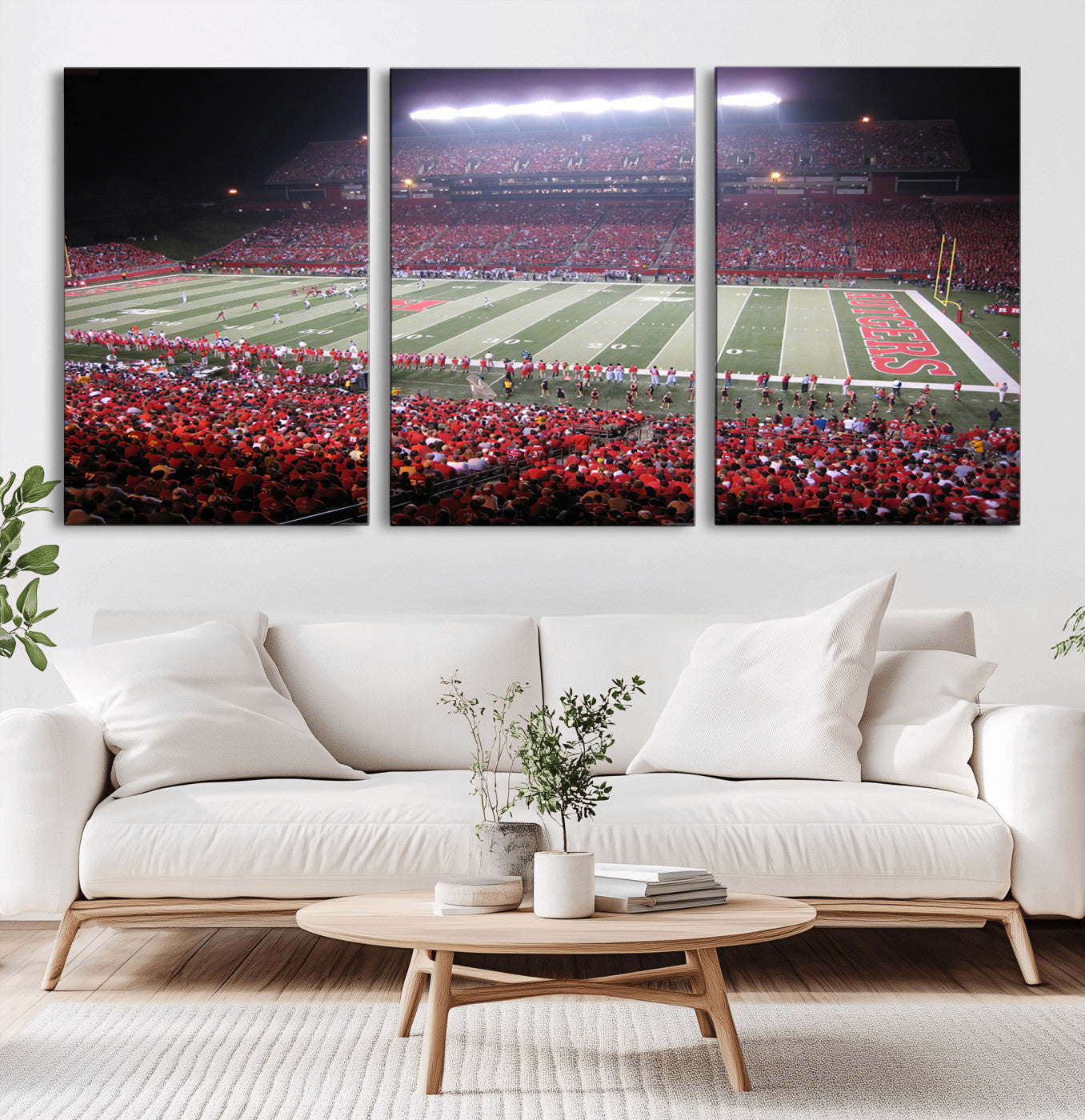-Rutgers University Scarlet Knights Football Team Print - Piscataway SHI Stadium Wall Art Canvas