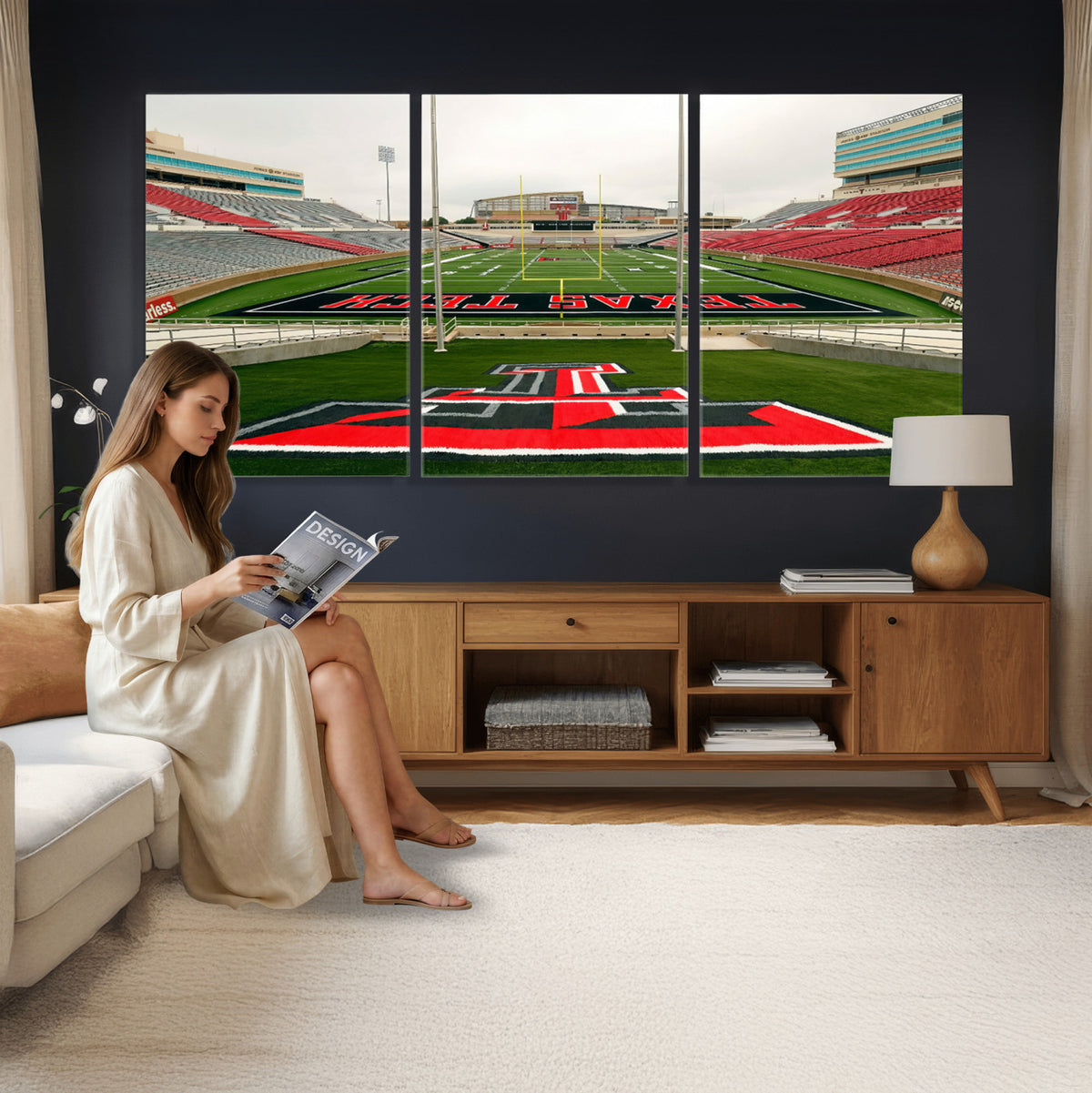 43169-PAN-FL-20X10 - Texas Tech Red Raiders Football Team Print - Lubbock Jones AT&T Stadium Wall Art Canvas Print