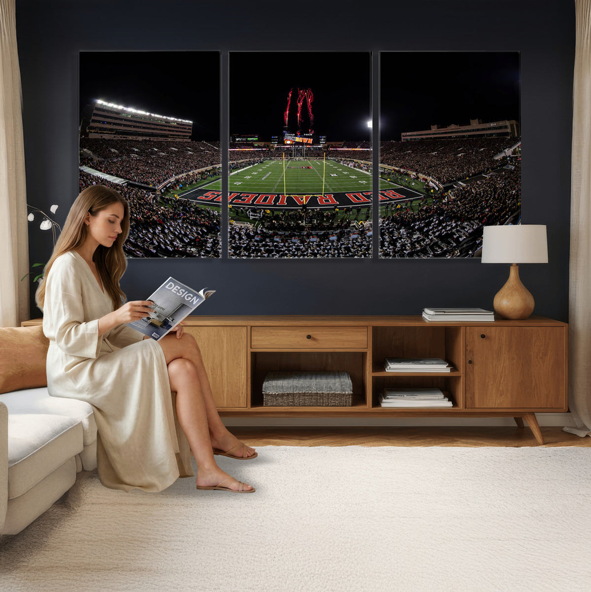 83122-PAN-FL-20X10 - Framed Texas Tech Red Raiders Stadium Canvas, Texas Tech Red Raiders Football Team Print - Lubbock