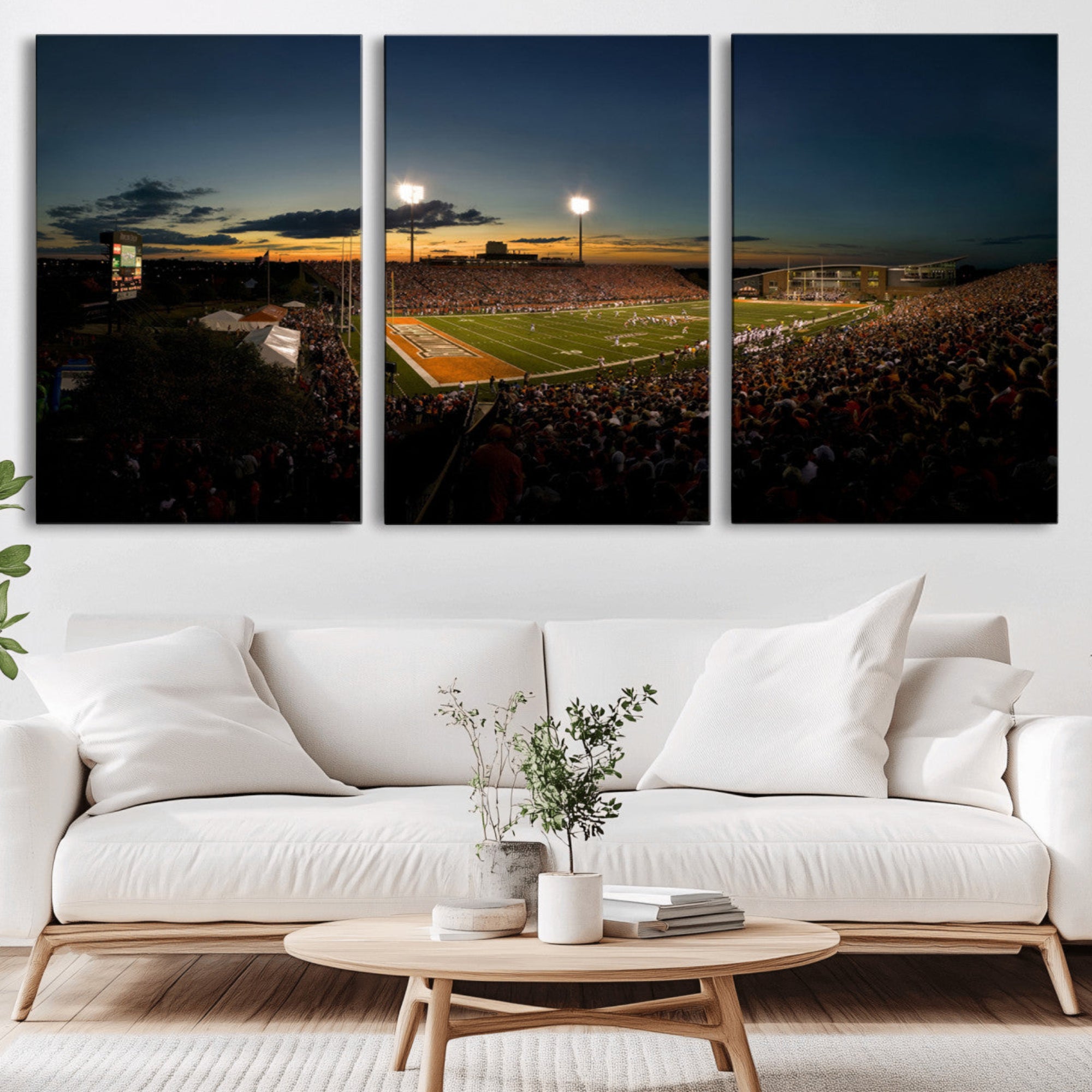 15980-MGV-CV-36X24-Ball State Cardinals Football Team Print - Muncie Scheumann Stadium Wall Art Canvas Print