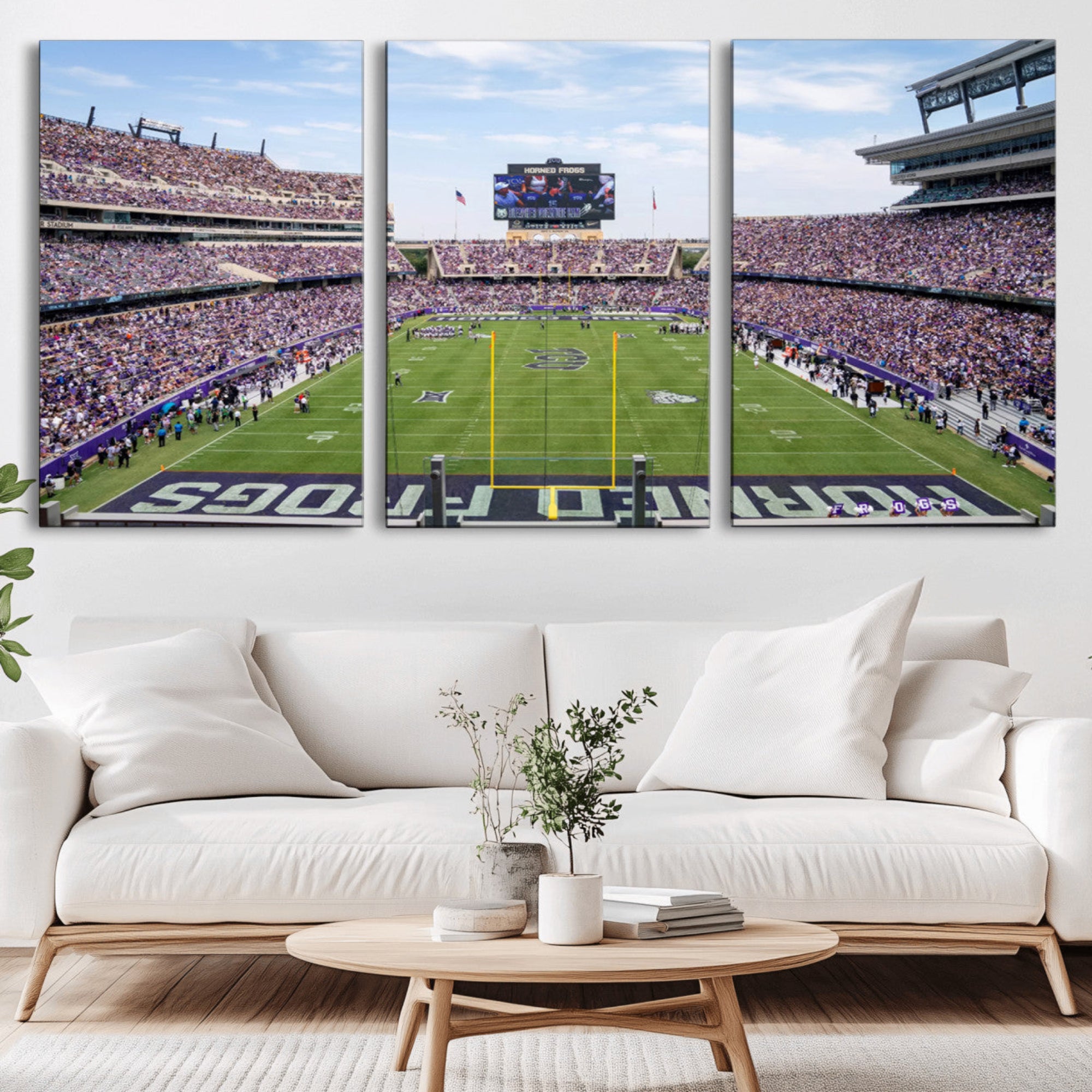 27650-MGV-CV-36X24-TCU Horned Frogs Football Team Print - Fort Worth Amon G. Carter Stadium Wall Art Canvas Print