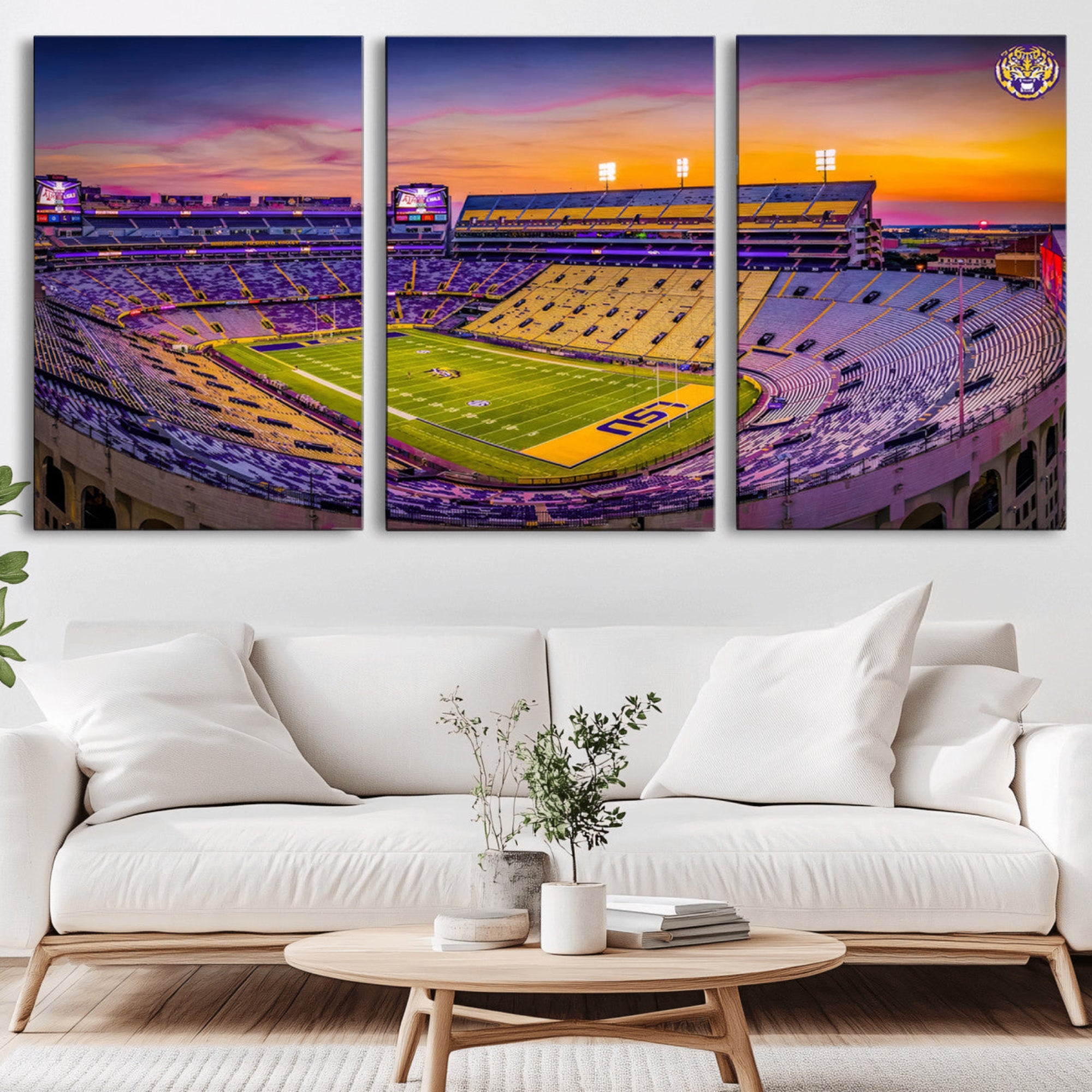 93538-MGV-CV-36X24-The Louisiana State University Tigers Football Team Print - Baton Rouge Tiger Stadium Wall Art