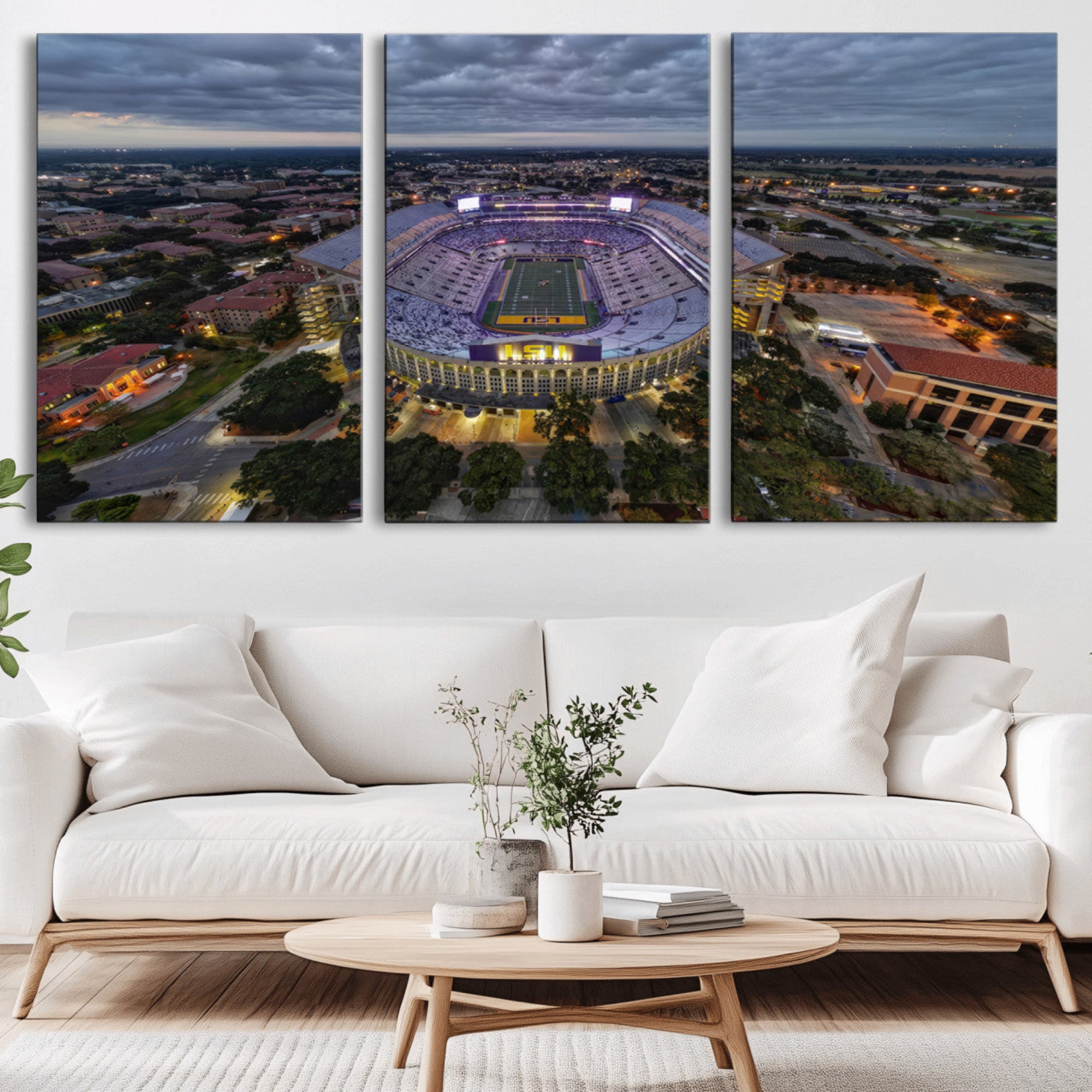 77405-MGV-CV-36X24-The Louisiana State University Tigers Football Team Print - Baton Rouge Tiger Stadium Wall Art