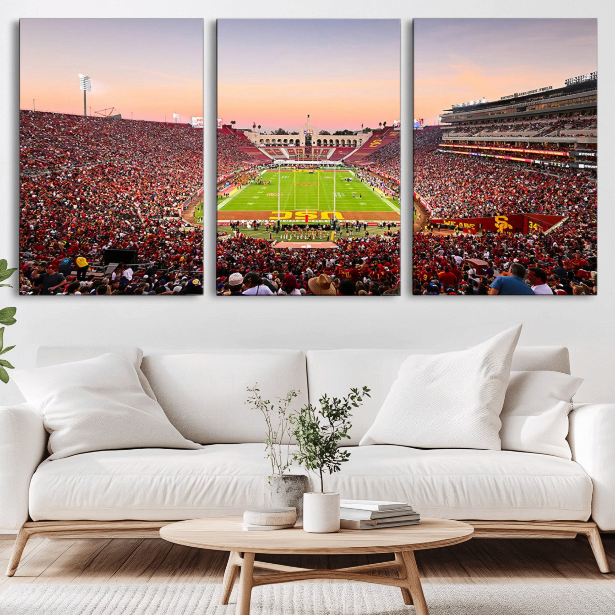 39904-MGV-CV-36X24-The University of Southern California USC Trojans Football Team Print - Los Angeles Memorial