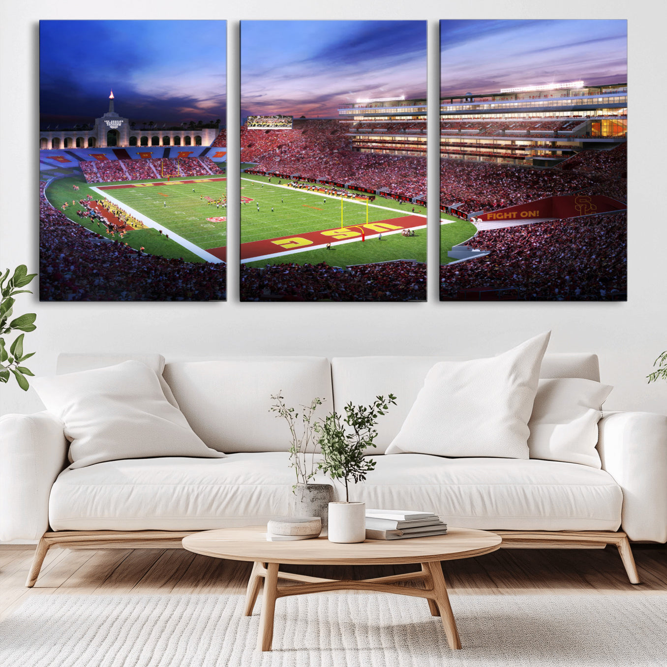 -The University of Southern California USC Trojans Football Team Print - Los Angeles Memorial