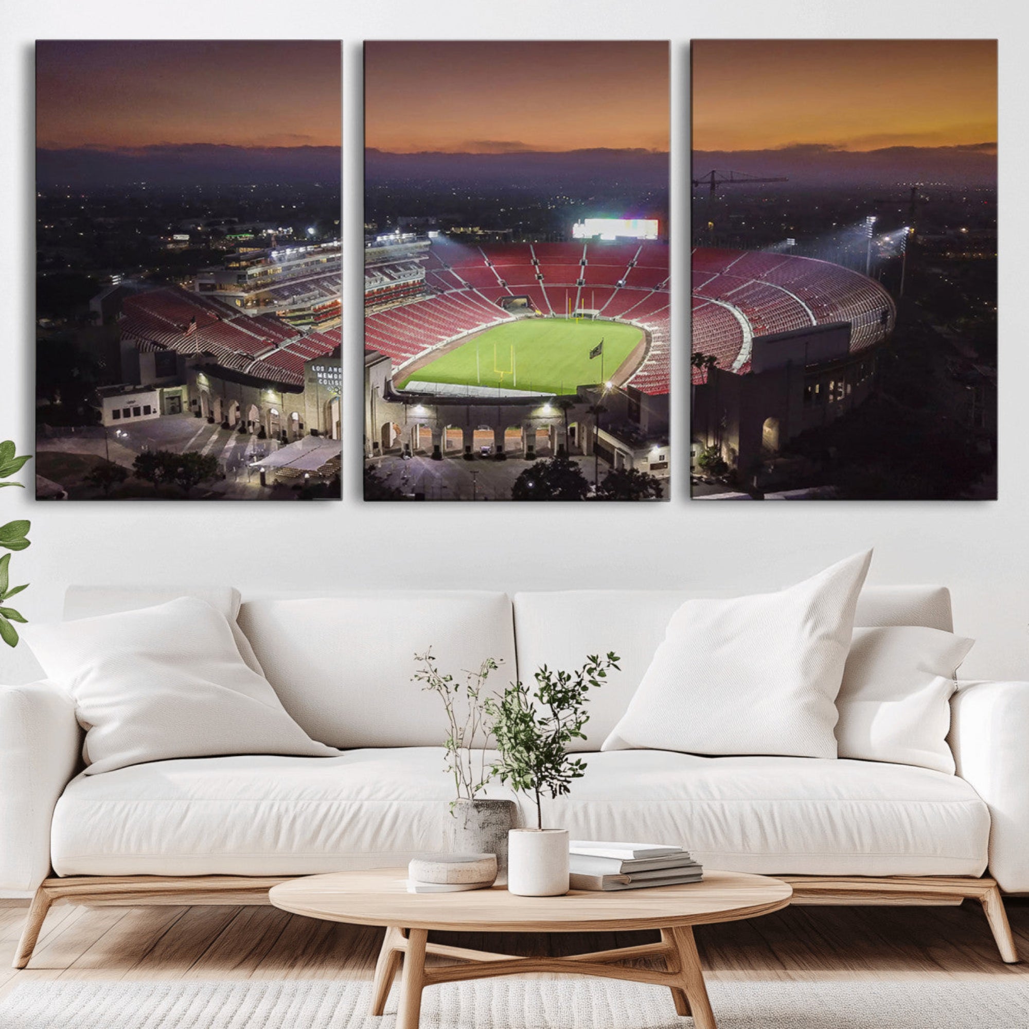 50666-MGV-CV-36X24-The University of Southern California USC Trojans Football Team Print - Los Angeles Memorial