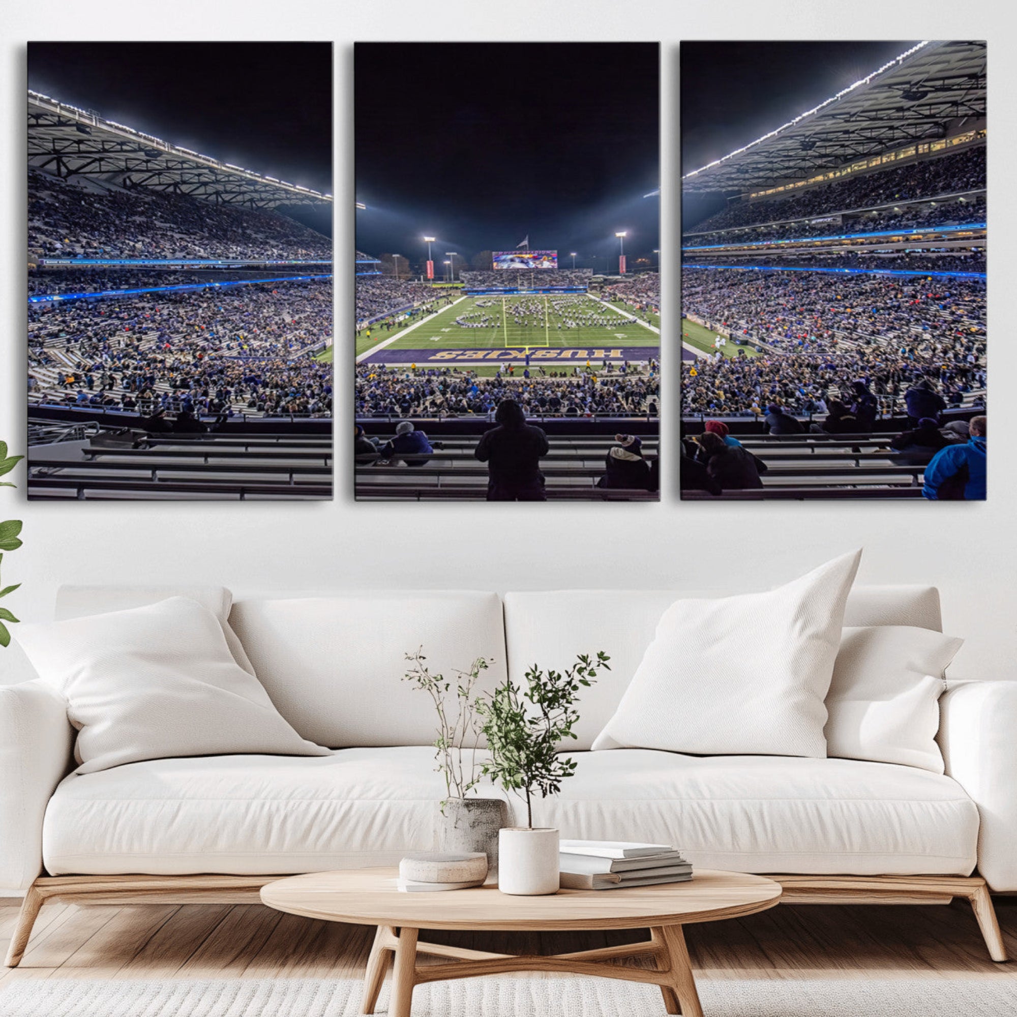 85780-MGV-CV-36X24-The University of Washington Huskies Football Team Print - Seattle Husky Stadium Wall Art Canvas