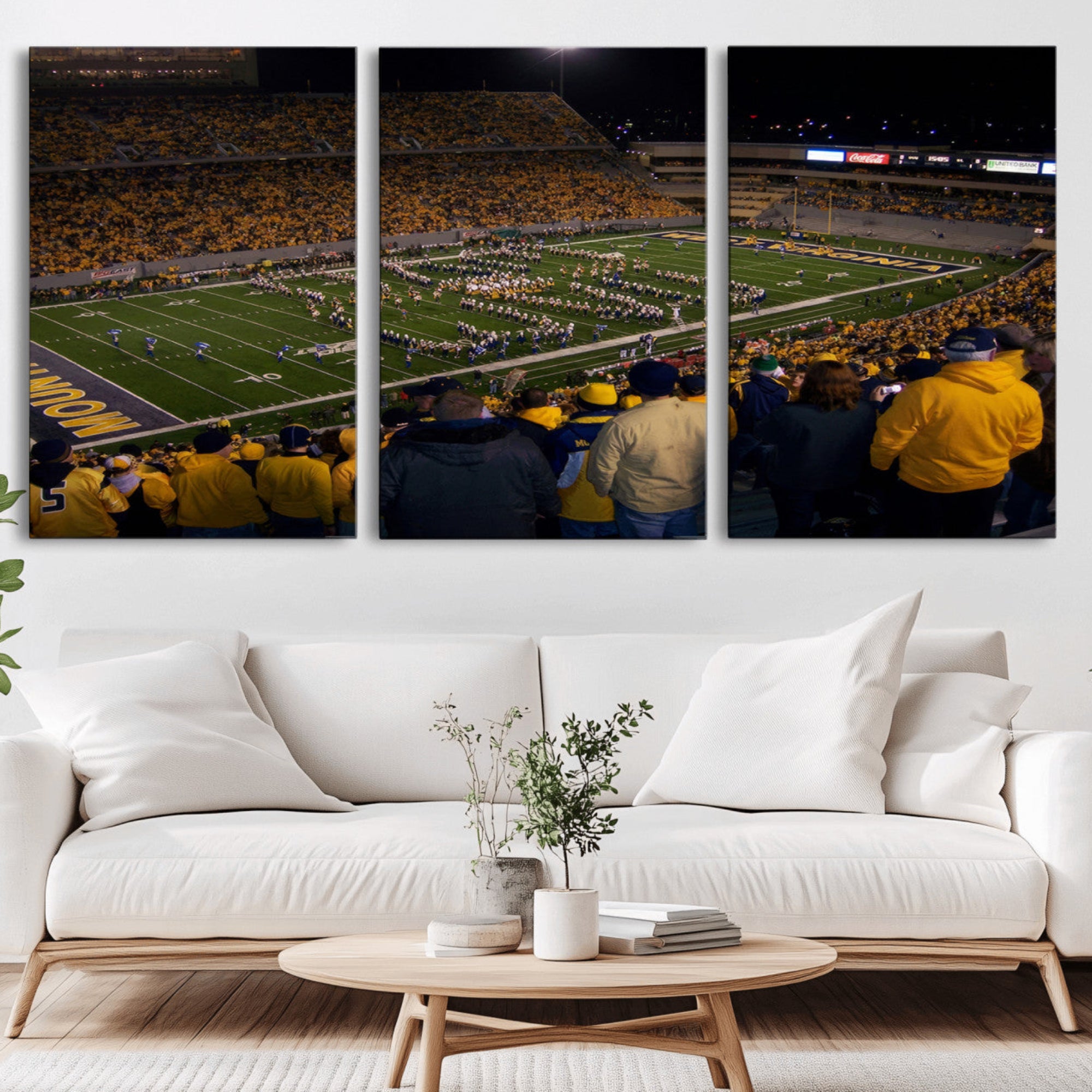 58154-MGV-CV-36X24-West Virginia Uni Mountaineers Football Team Print - Milan Puskar Stadium Canvas Print Wall Art,