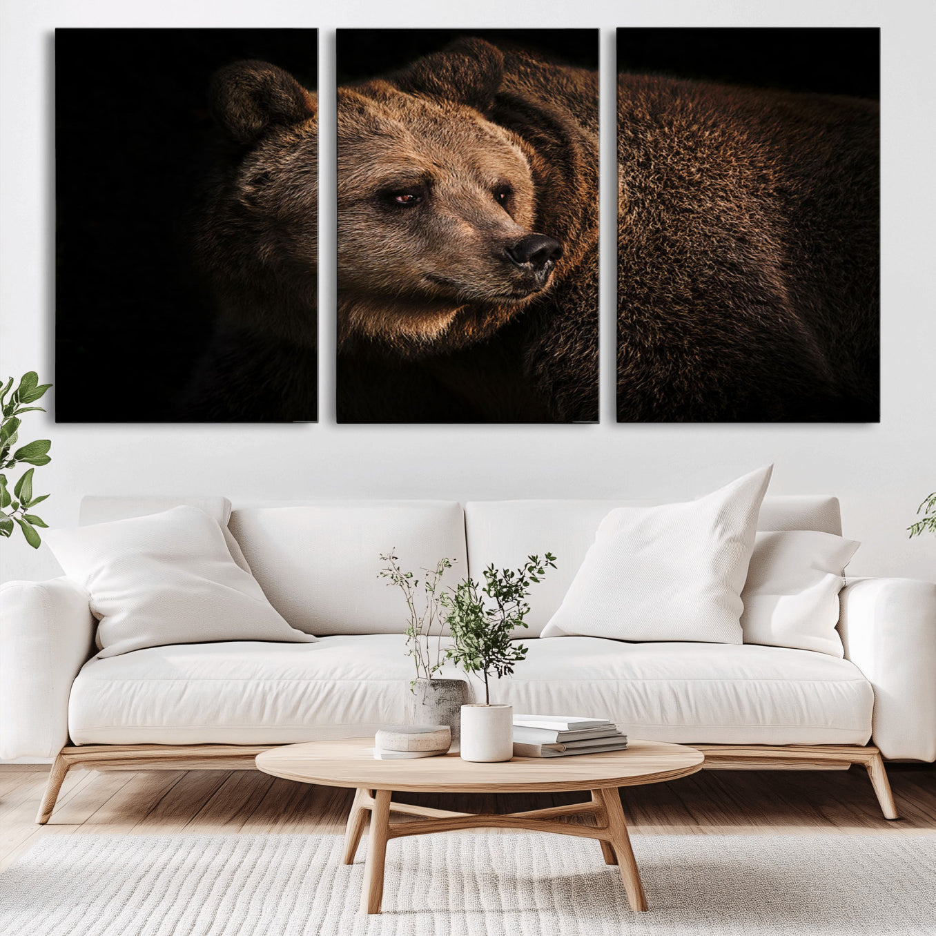 -Wild Grizzly 399 Bear Canvas Wall Art Print, Bear Animal Canvas Artwork Print, Black Bear Wall Art