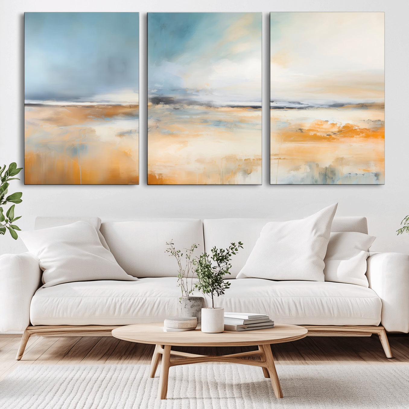 guzelmis-sharpen-MGV-CV-36X24-Abstract Landscape Wall Art Canvas Print - Warm Tones of Orange and Blue, Modern Framed Art for Home