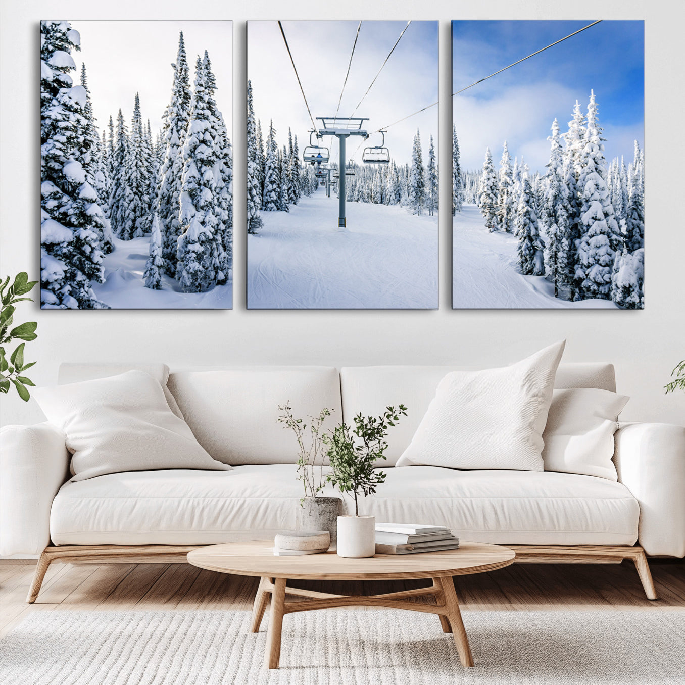 21569-MGV-CV-36X24-Winter Ski Lift Wall Art Print - Landscape Wall Art | Snowy Mountain Adventure | Perfect for Cabin