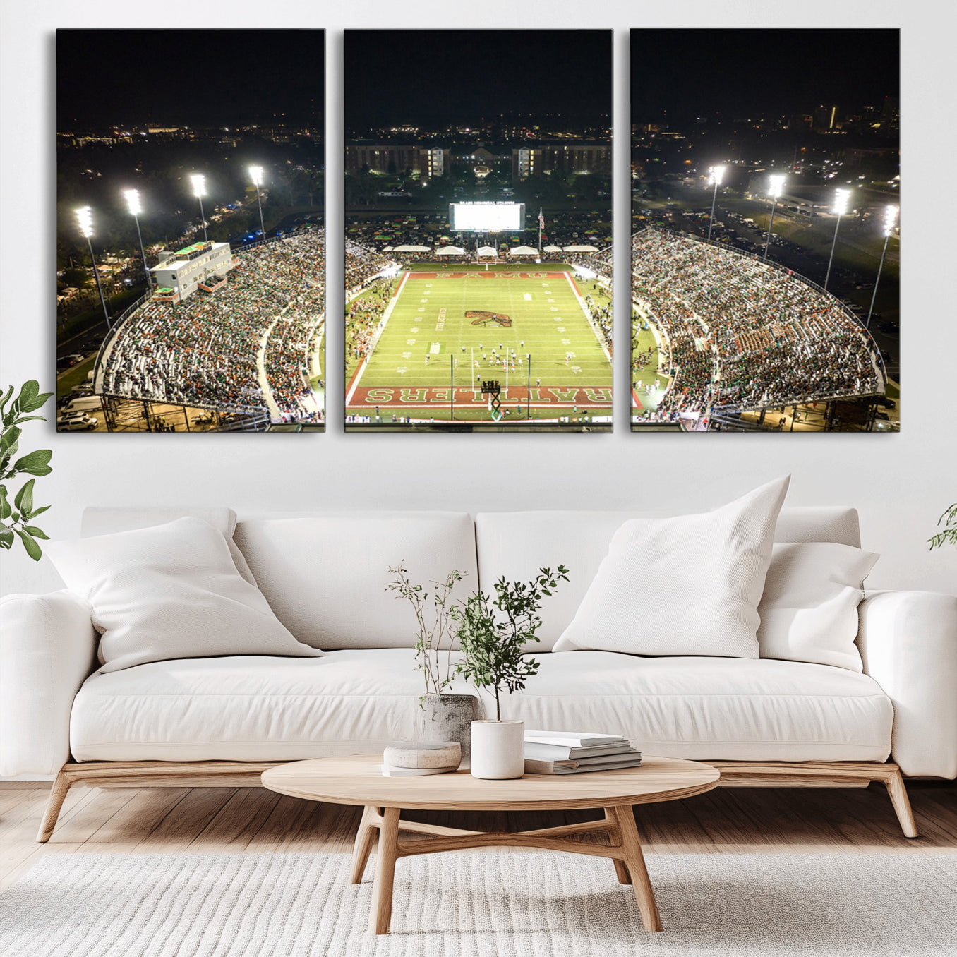 -Florida A&M Rattlers Football Team Print - Tallahassee Bragg Memorial Stadium Wall Art Canvas Print