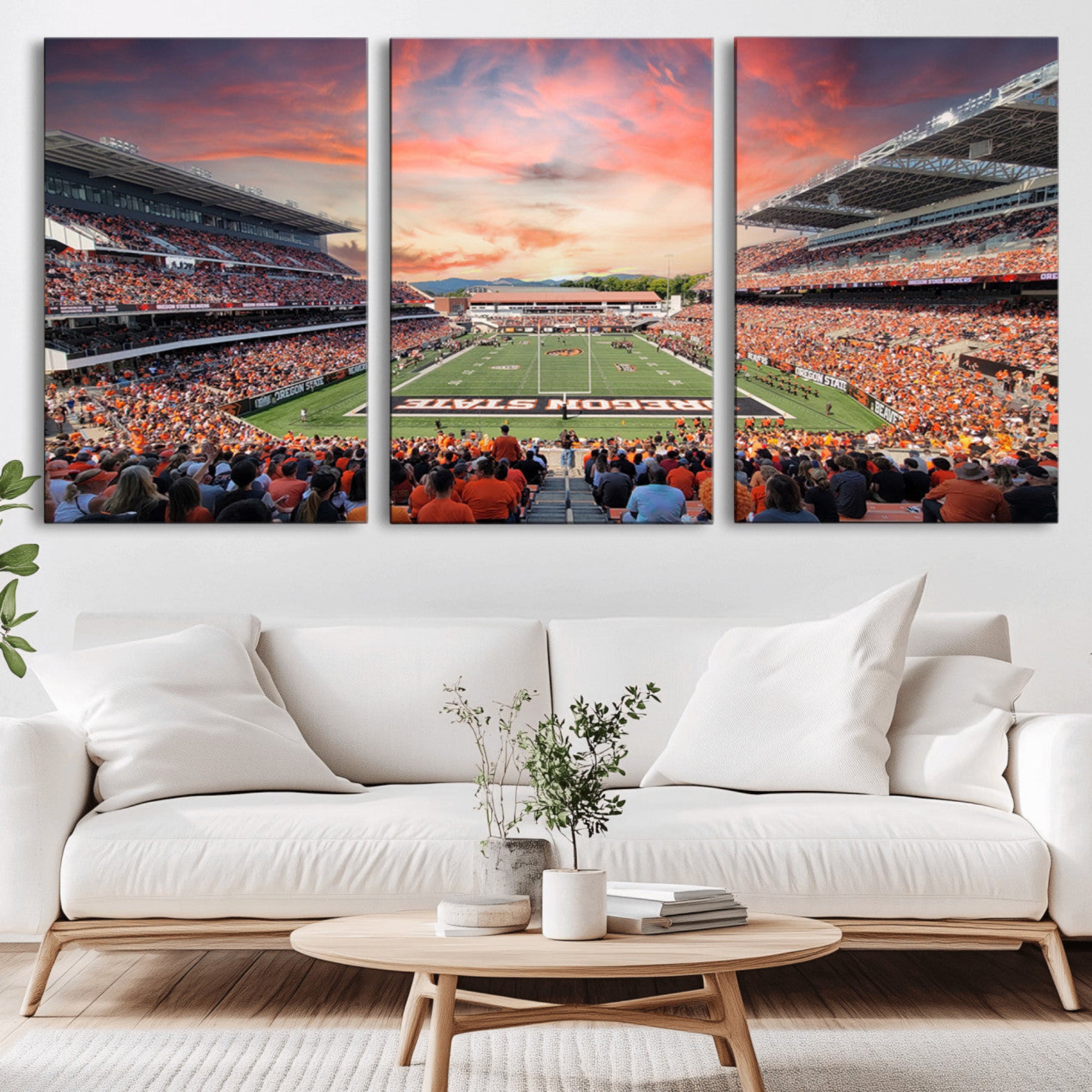 54167-MGV-CV-36X24-Oregon State Beavers Football Team Print - Corvallis Reser Stadium Wall Art Canvas Print