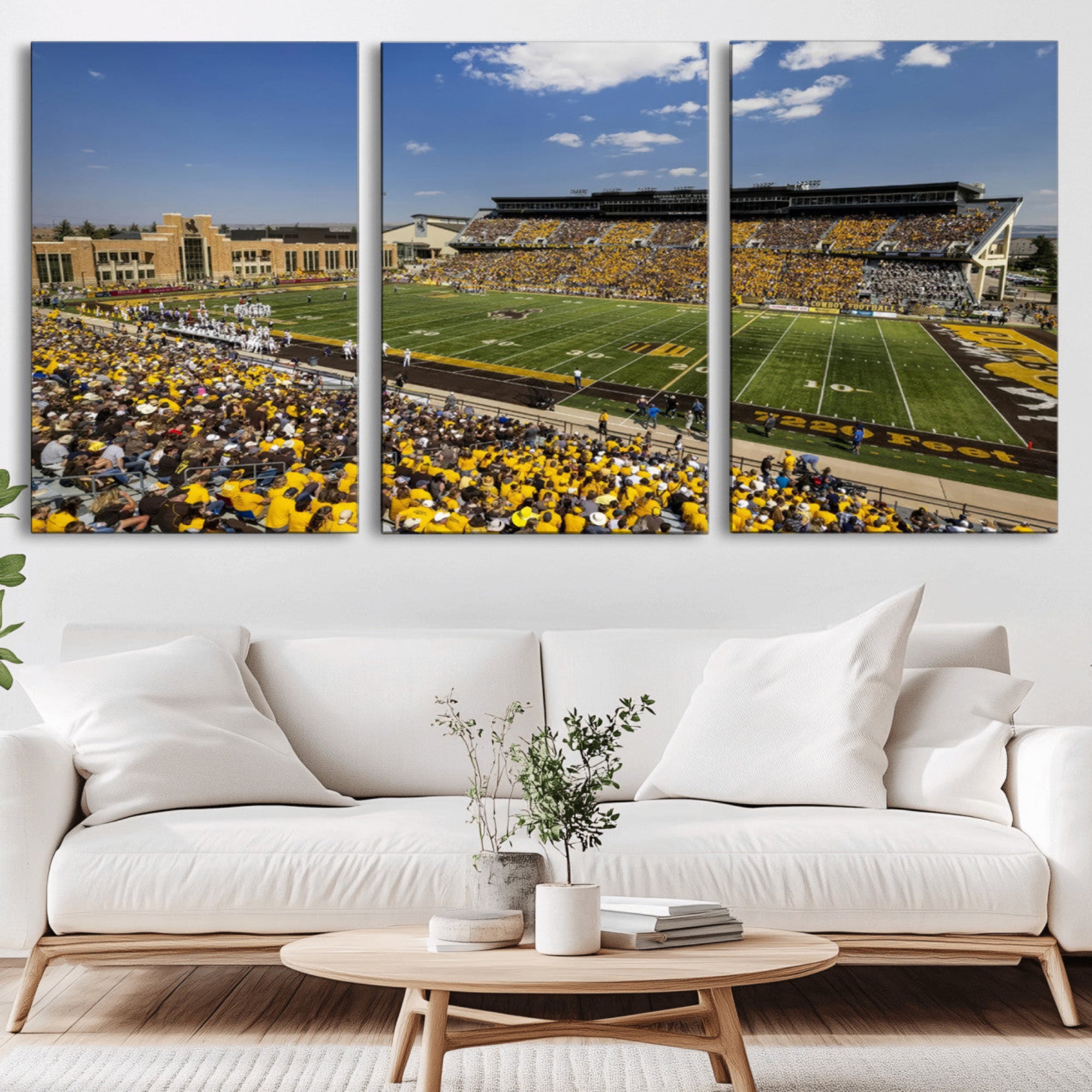 75112-MGV-CV-36X24-University of Wyoming Cowboys Football Team Print - Laramie Jonah Field War Memorial Stadium Wall
