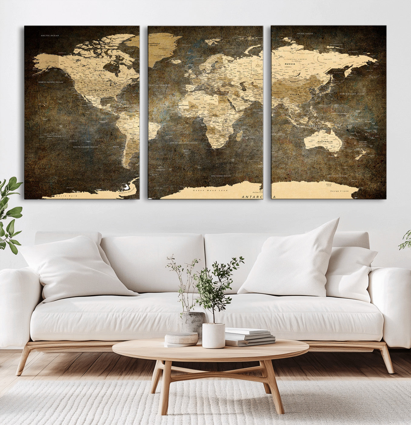 28268-MGV-CV-36X24-Push Pin World Map Canvas Print – Travel Tracker Wall Art for Couples, Perfect Anniversary Gift for Home or Office Decor