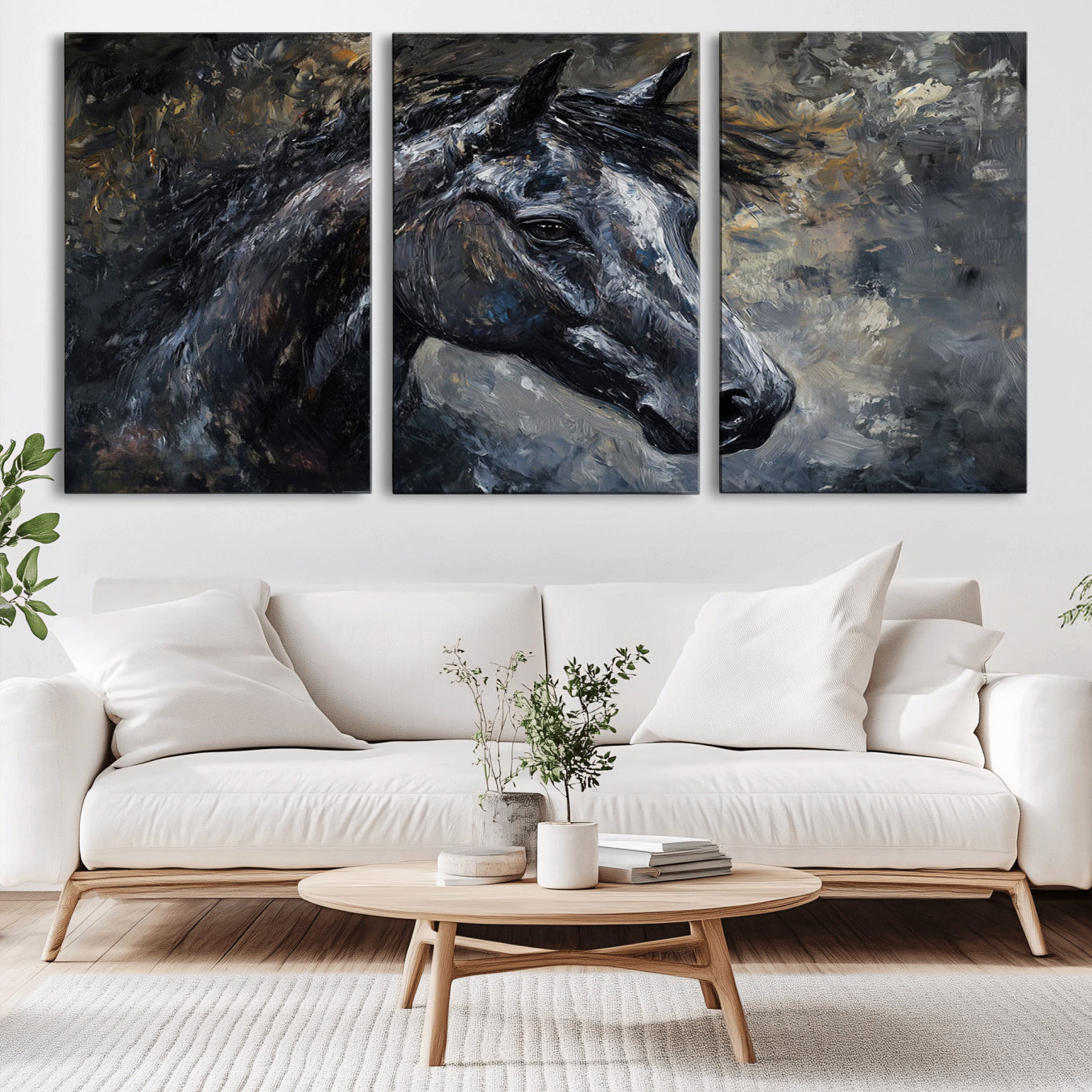 74166-MGV-CV-36X24-Large Abstract Horse Wall Art Canvas Print | Farmhouse Wall Decor | Rustic Horse Art | Western Cabin
