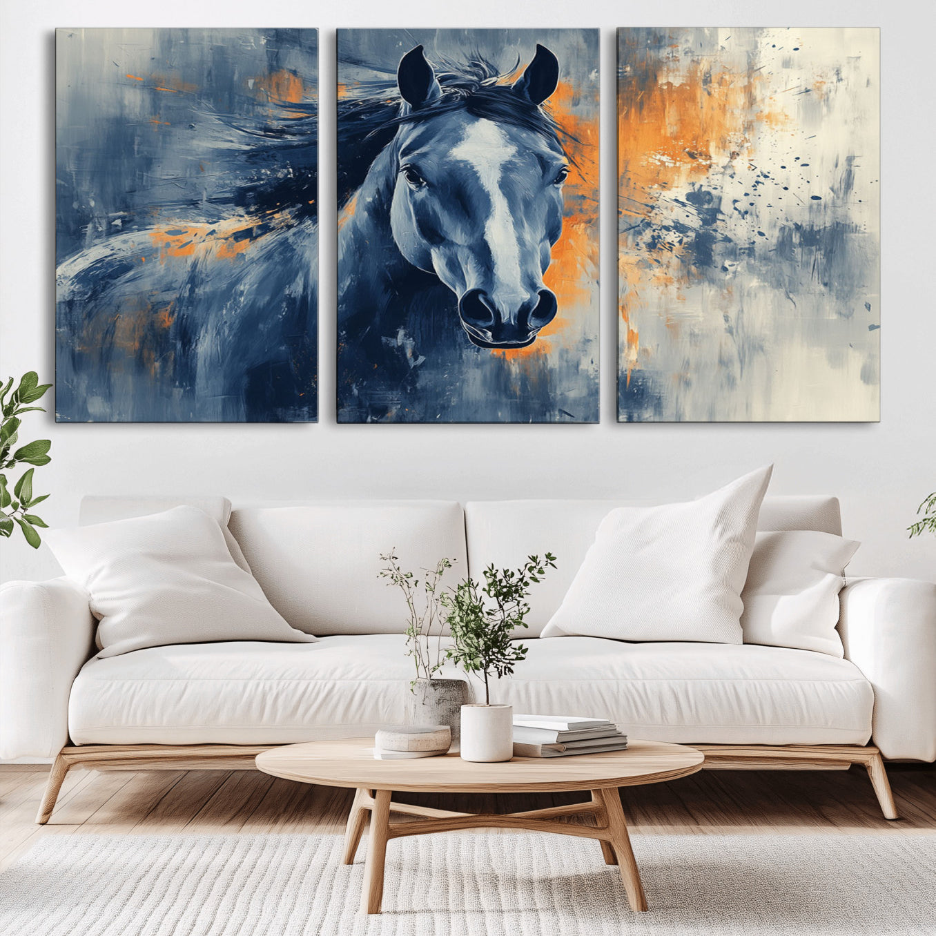 -Abstract Blue Horse Wall Art Print Canvas | Horse Wall Art Print | Western Decor for Farmhouse |