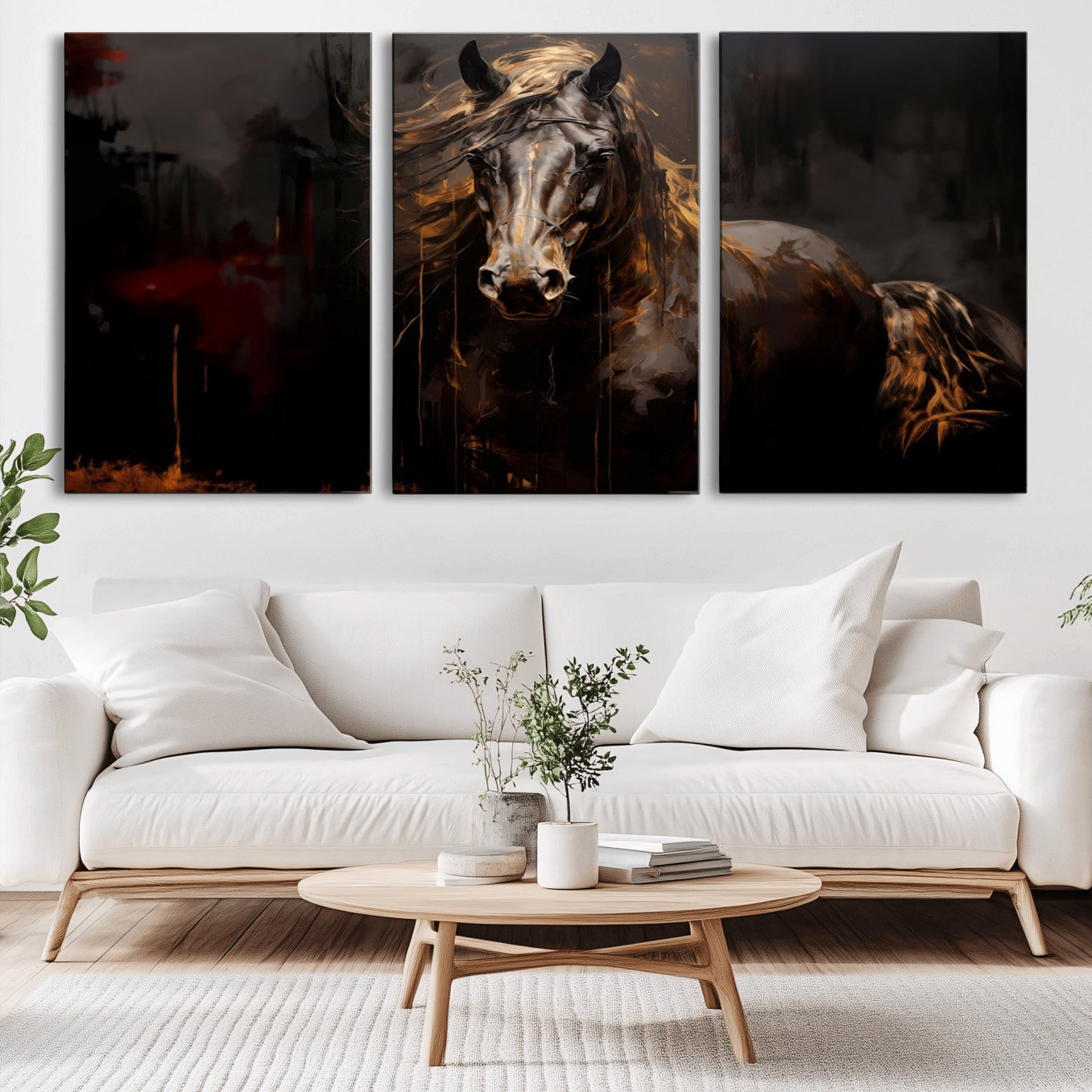 40932-MGV-CV-36X24-Abstract Black Horse Canvas Print for Farmhouse Wall Art | Abstract Equine Wall Art | Western Decor