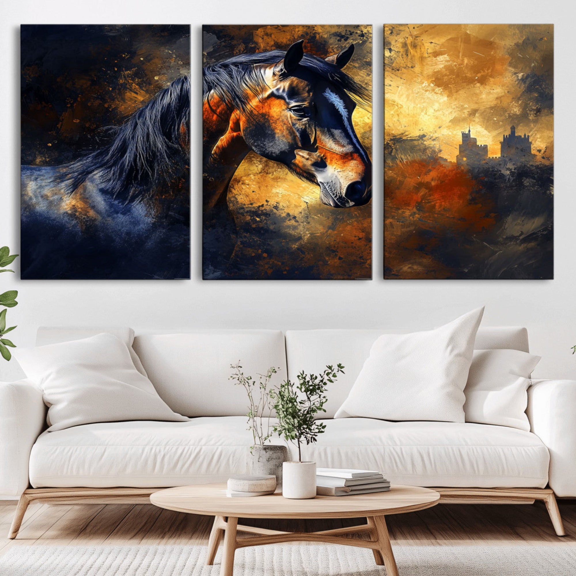 89247-MGV-CV-36X24-Abstract Horse Art Print - Abstract Canvas Wall Art | Perfect for Rustic Farmhouse, Modern, or