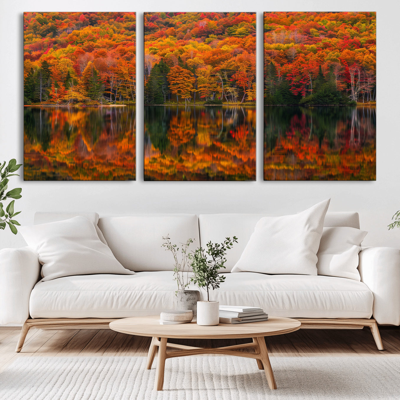 -Fall Foliage Wall Art - Autumn Reflection Canvas Print, Stunning Fall Foliage Wall Art, Serene Lake