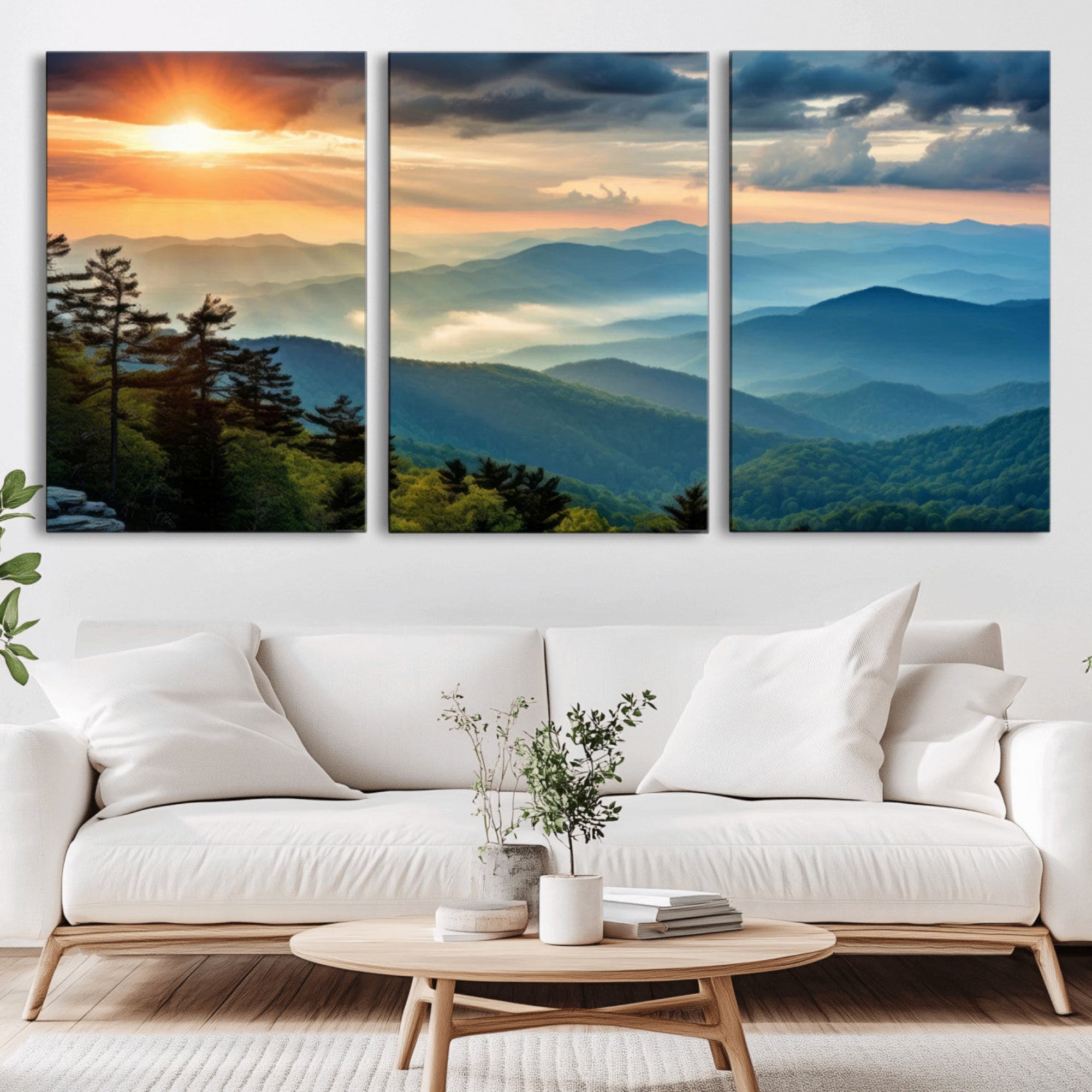 44761-MGV-CV-36X24-Sunrise Over Mountain Range Wall Art Canvas Print, Farmhouse Wall Decor, Cabin Wall Art