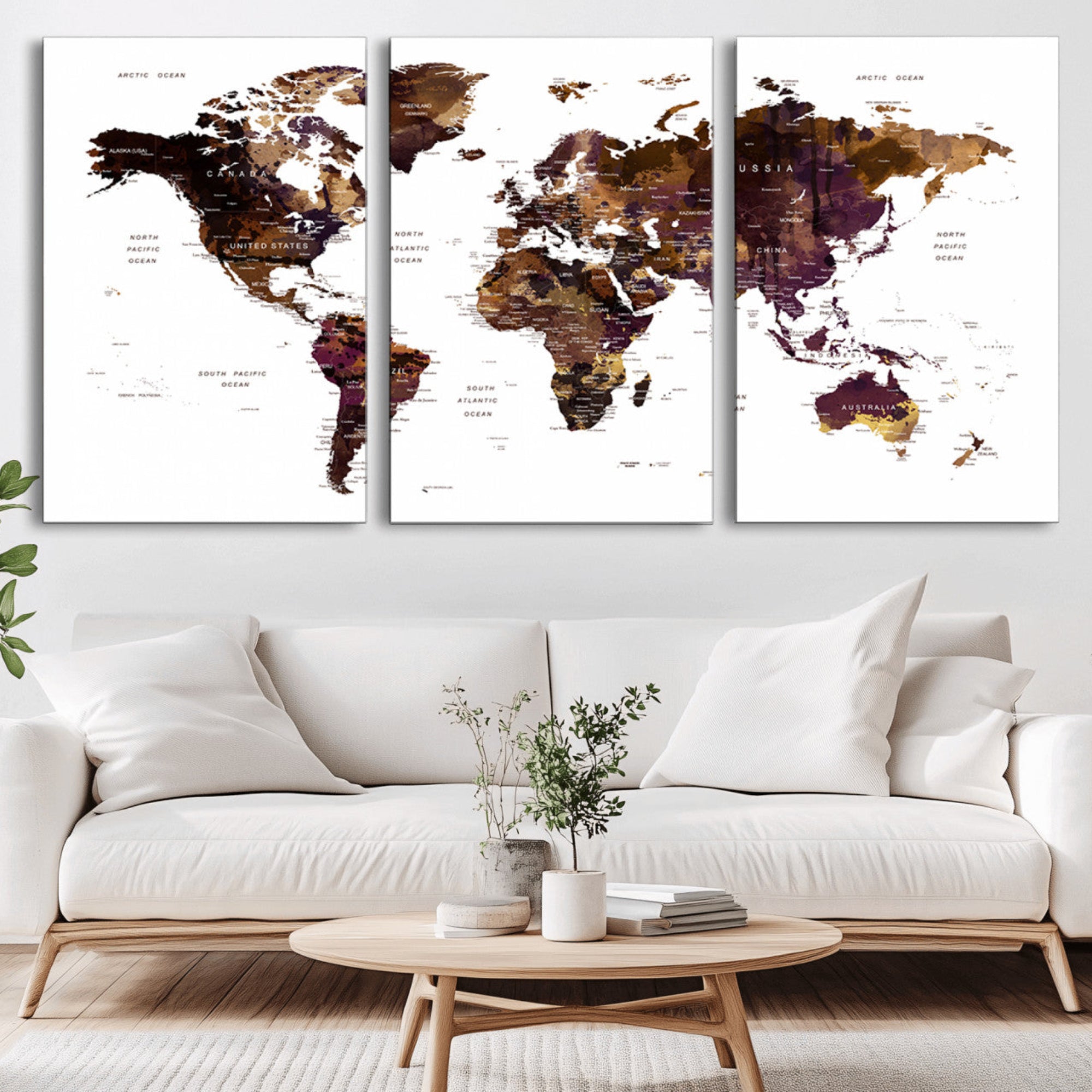 50611-MGV-CV-36X24-Push Pin World Map Canvas Print – Travel Tracker Wall Art for Couples, Perfect Anniversary Gift for Home or Office Decor