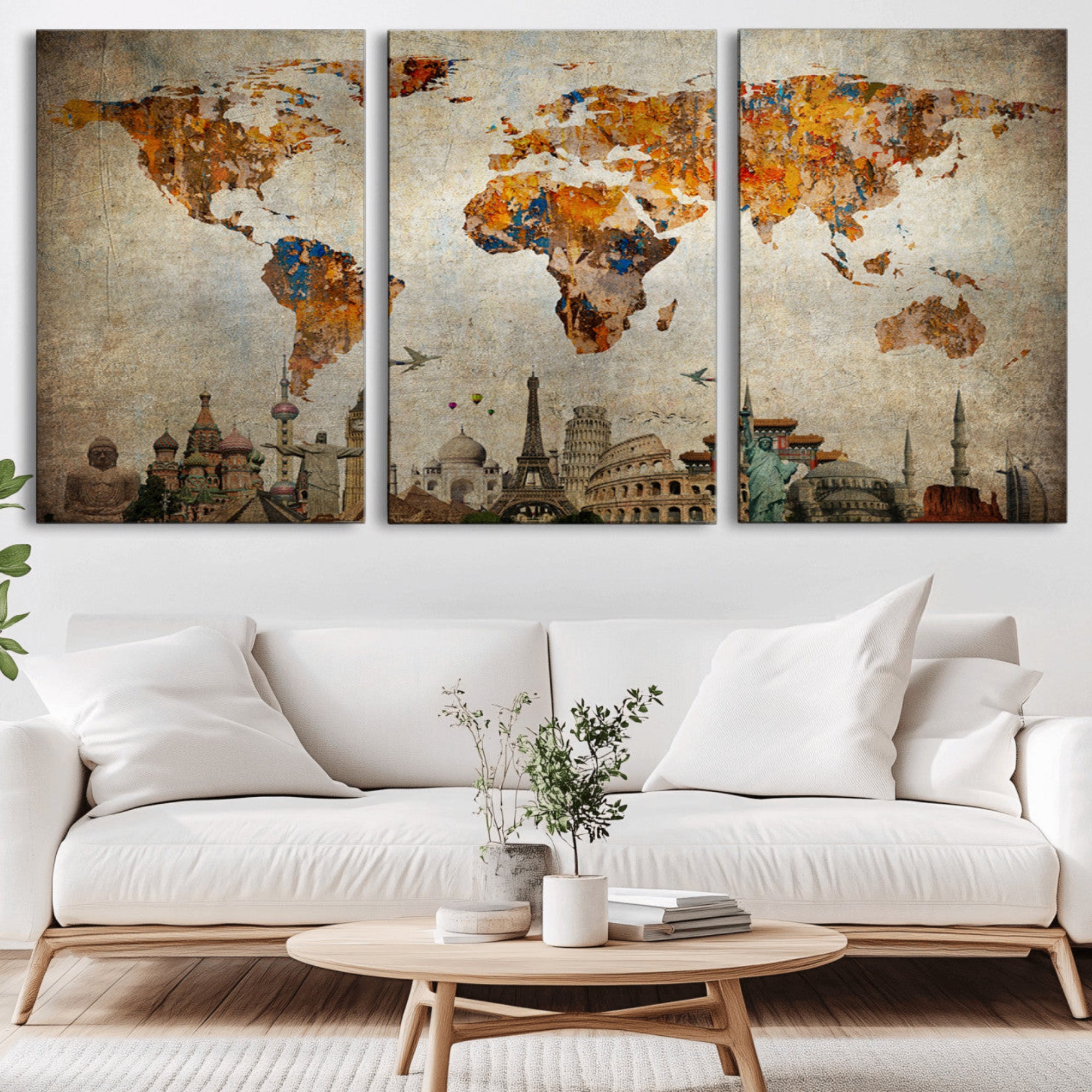 54918-MGV-CV-36X24-Push Pin World Map Canvas Print – Travel Tracker Wall Art for Couples, Perfect Anniversary Gift for Home or Office Decor