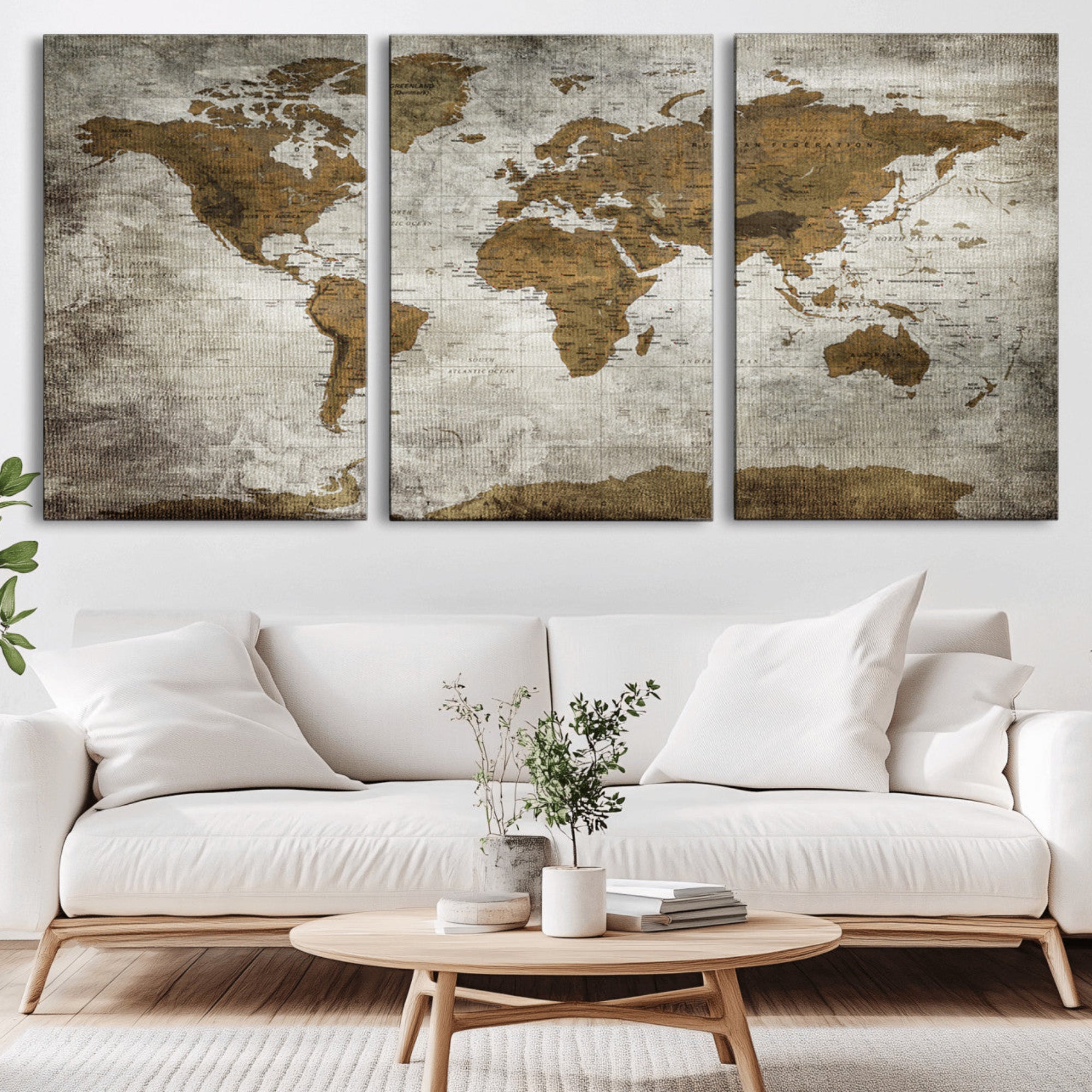 14838-MGV-CV-36X24-Push Pin World Map Canvas Print – Travel Tracker Wall Art for Couples, Perfect Anniversary Gift for Home or Office Decor