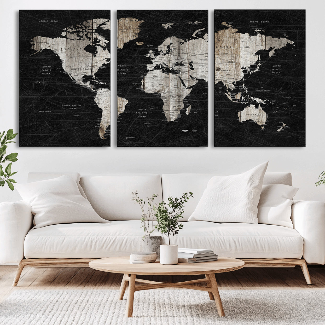 49500-MGV-CV-36X24-Push Pin World Map Canvas Print – Framed Travel Map Wall Art for Couples, Anniversary Gift, Modern Home or Office Decor