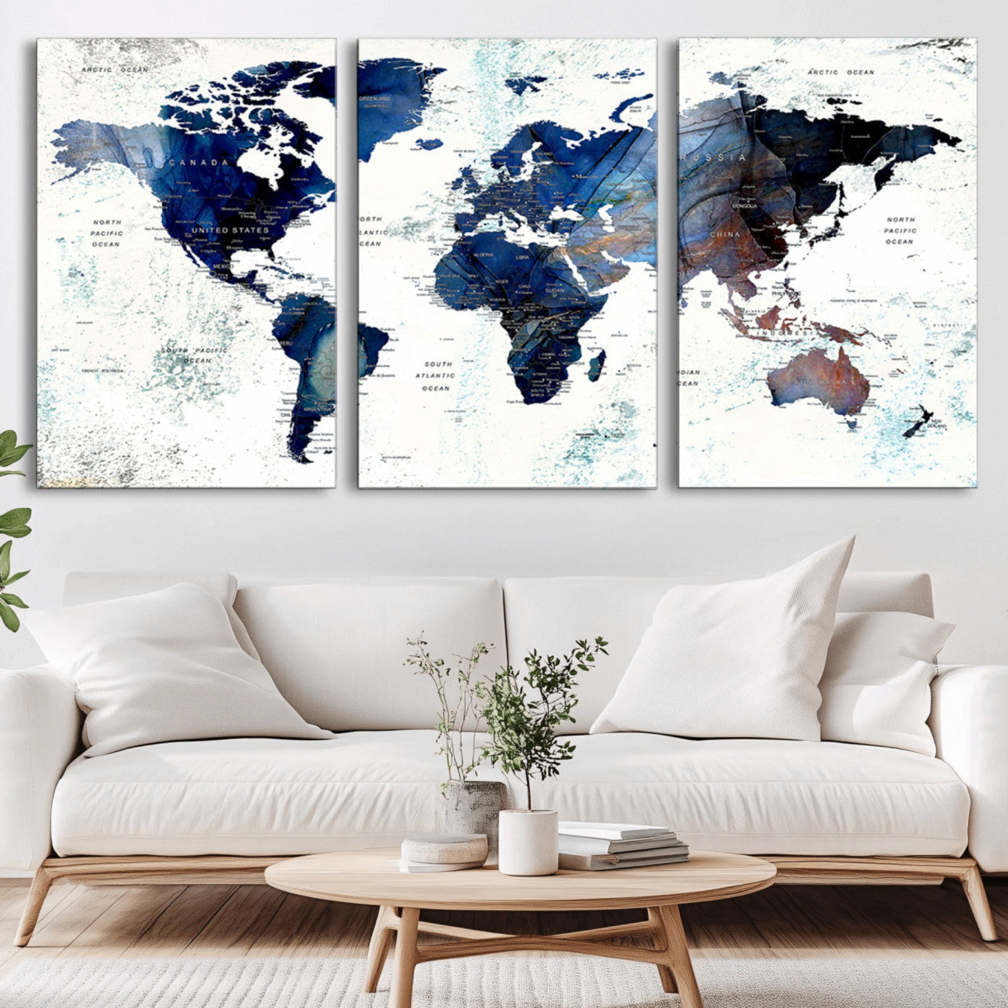 27071-MGV-CV-36X24-Push Pin World Map Canvas Print – Travel Tracker Wall Art for Couples, Perfect Anniversary Gift for Home or Office Decor