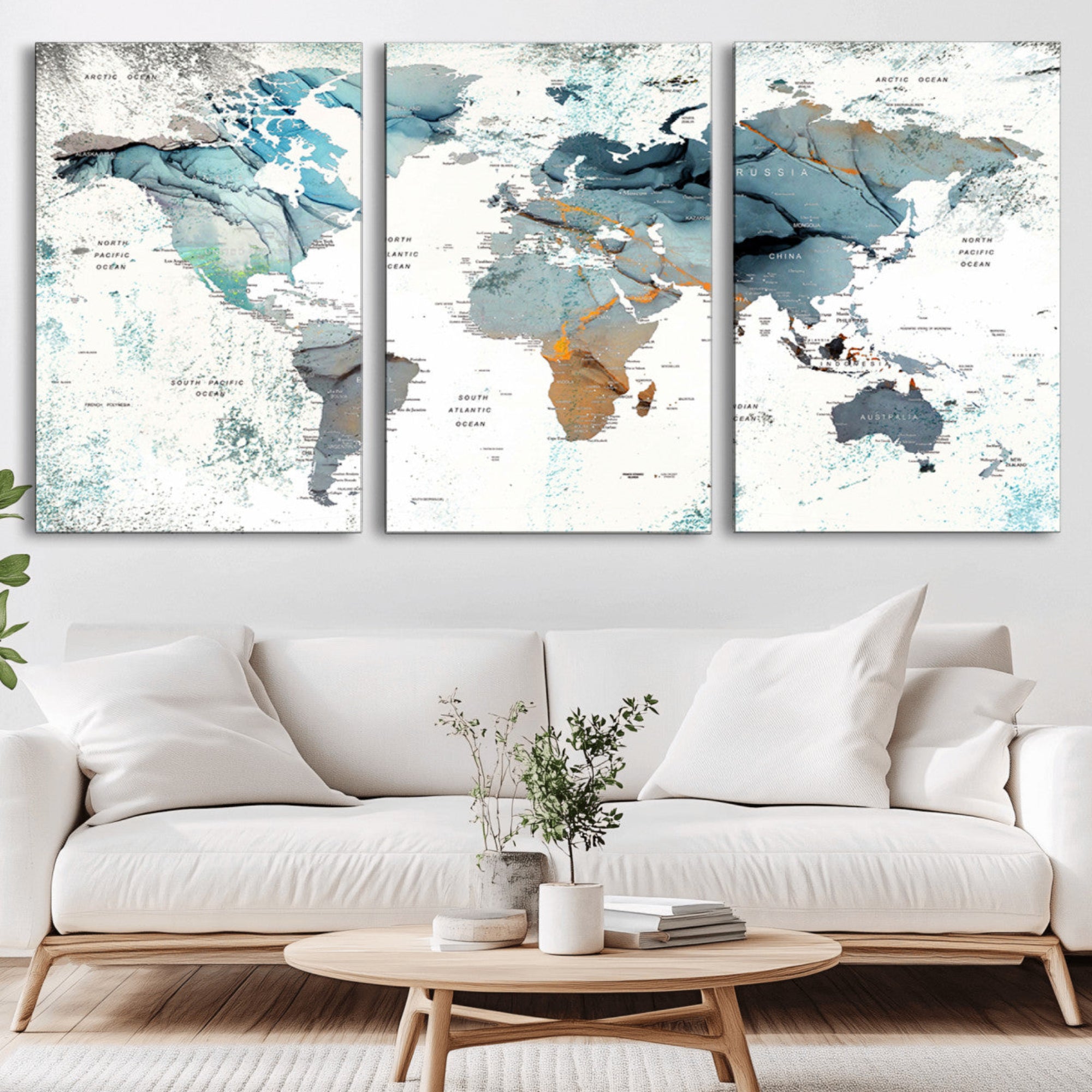 48730-MGV-CV-36X24-Push Pin World Map Canvas Print – Travel Tracker Wall Art for Couples, Perfect Anniversary Gift for Home or Office Decor