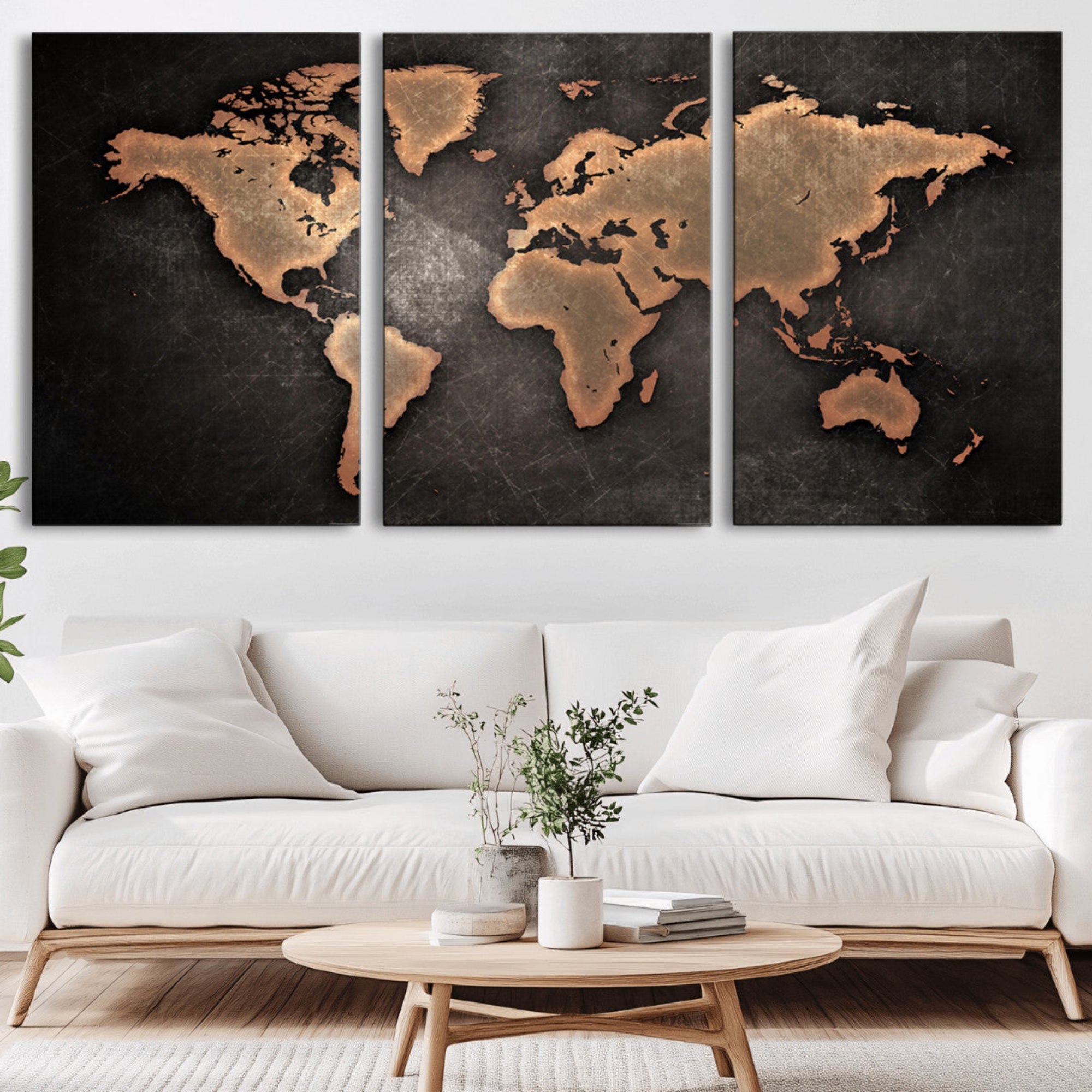 33739-MGV-CV-36X24-Push Pin World Map Canvas Print – Framed Travel Map Wall Art for Couples, Anniversary Gift, Modern Home or Office Decor