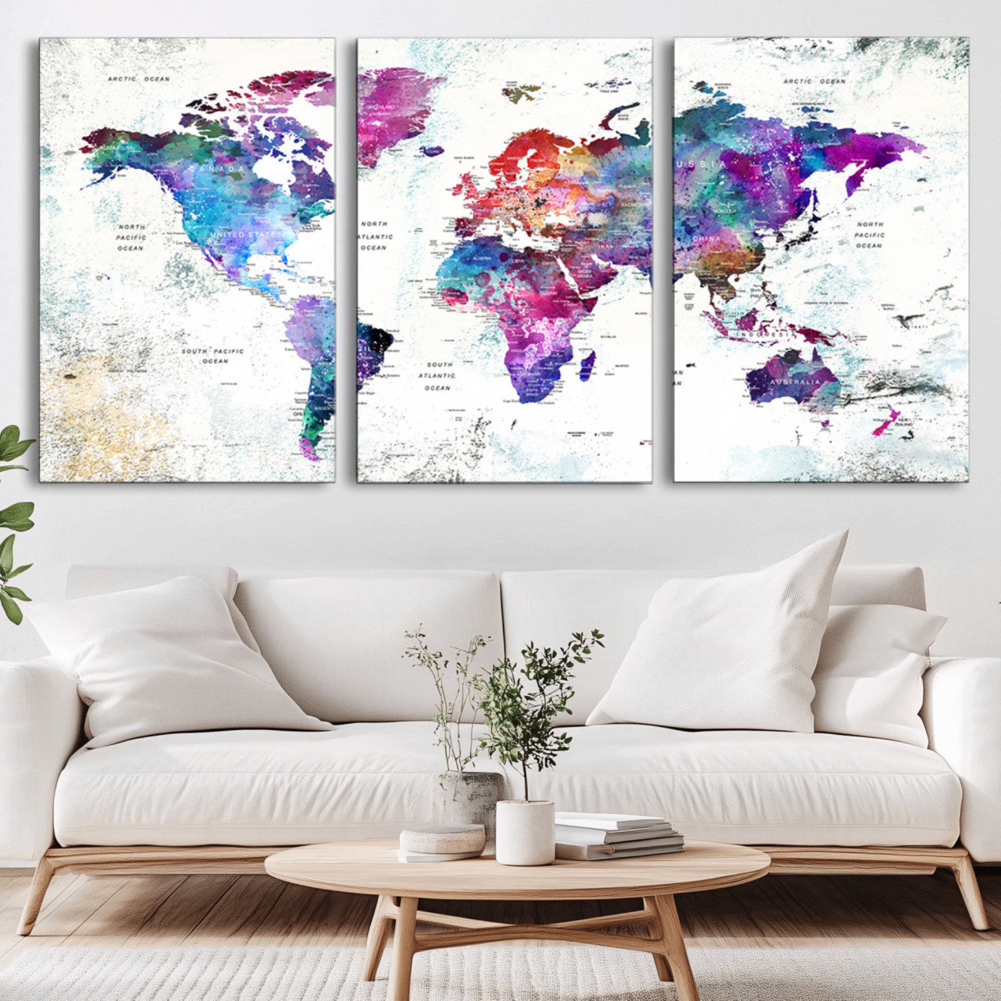 58447-MGV-CV-36X24-Push Pin World Map Canvas Print – Travel Tracker Wall Art for Couples, Perfect Anniversary Gift for Home or Office Decor