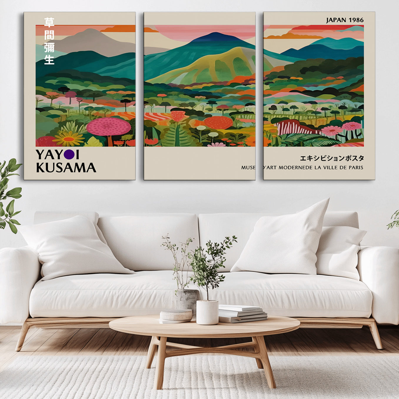 83384-MGV-CV-36X24-Yayoi Kusama Japan 1986 Canvas – Wabi Sabi Japanese Vibrant Abstract Wall Art Contemporary Canvas for Home, Office