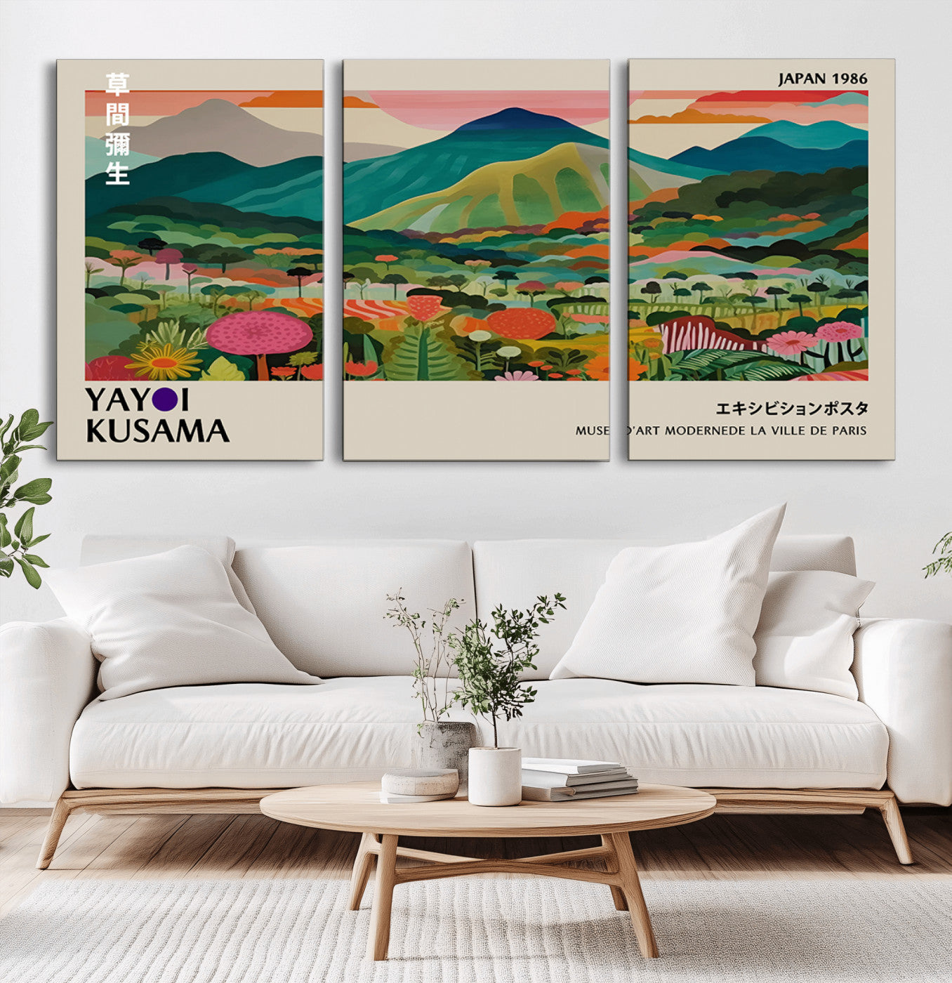 83384-MGV-CV-36X24-Yayoi Kusama Japan 1986 Canvas – Wabi Sabi Japanese Vibrant Abstract Wall Art Contemporary Canvas for Home, Office