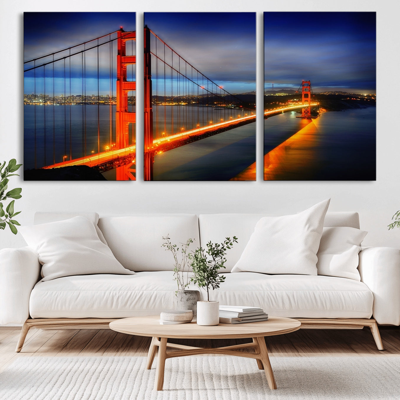 -Large Wall Art San Francisco Canvas Print - Wonderful Golden Gate Bridge at Twilight