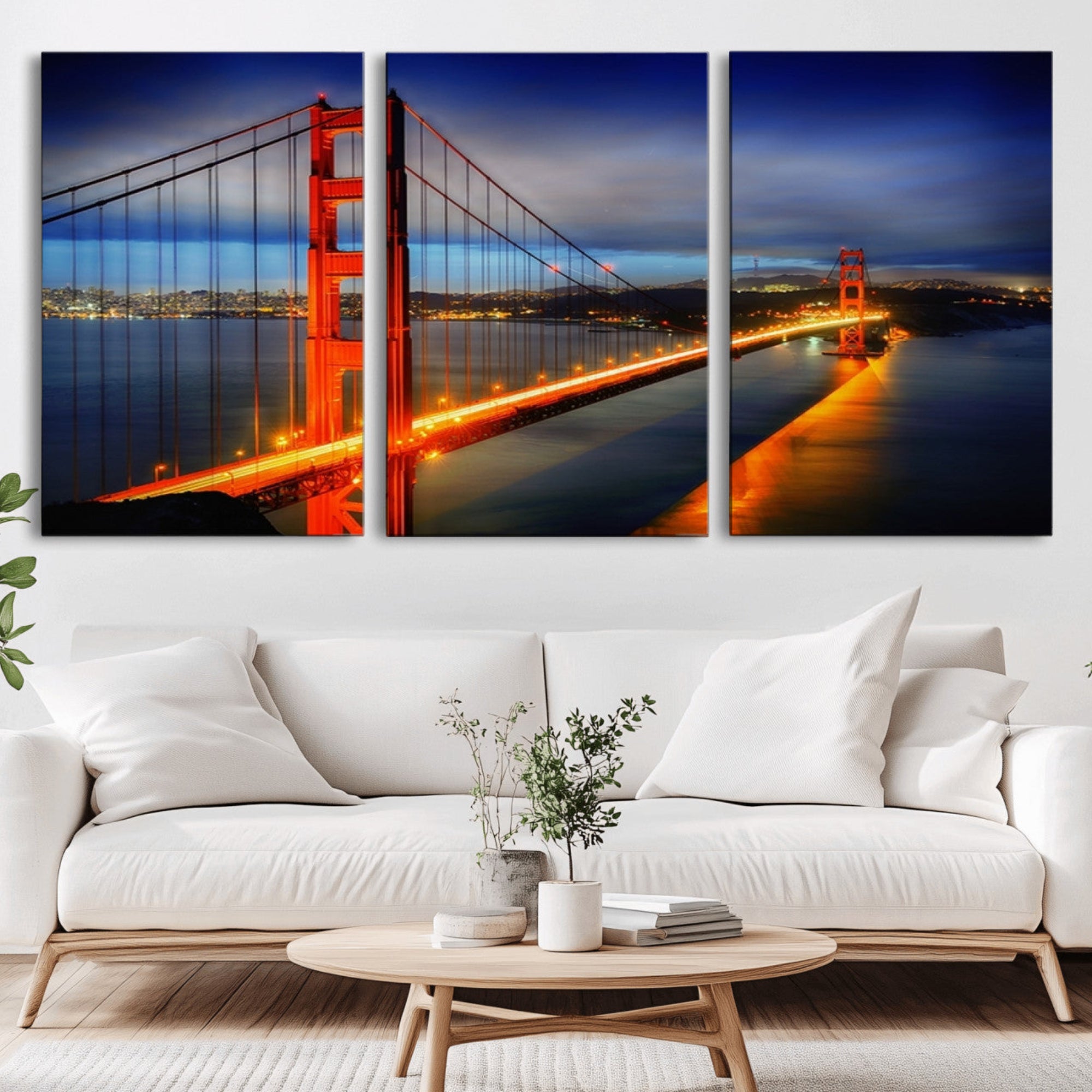 -Large Wall Art San Francisco Canvas Print - Wonderful Golden Gate Bridge at Twilight