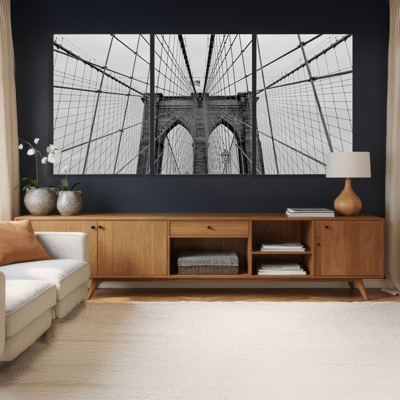 31341-MGV-CV-36X24 - Large Brooklyn Bridge Wall Art Canvas Print for Urban Home Living Room Decor