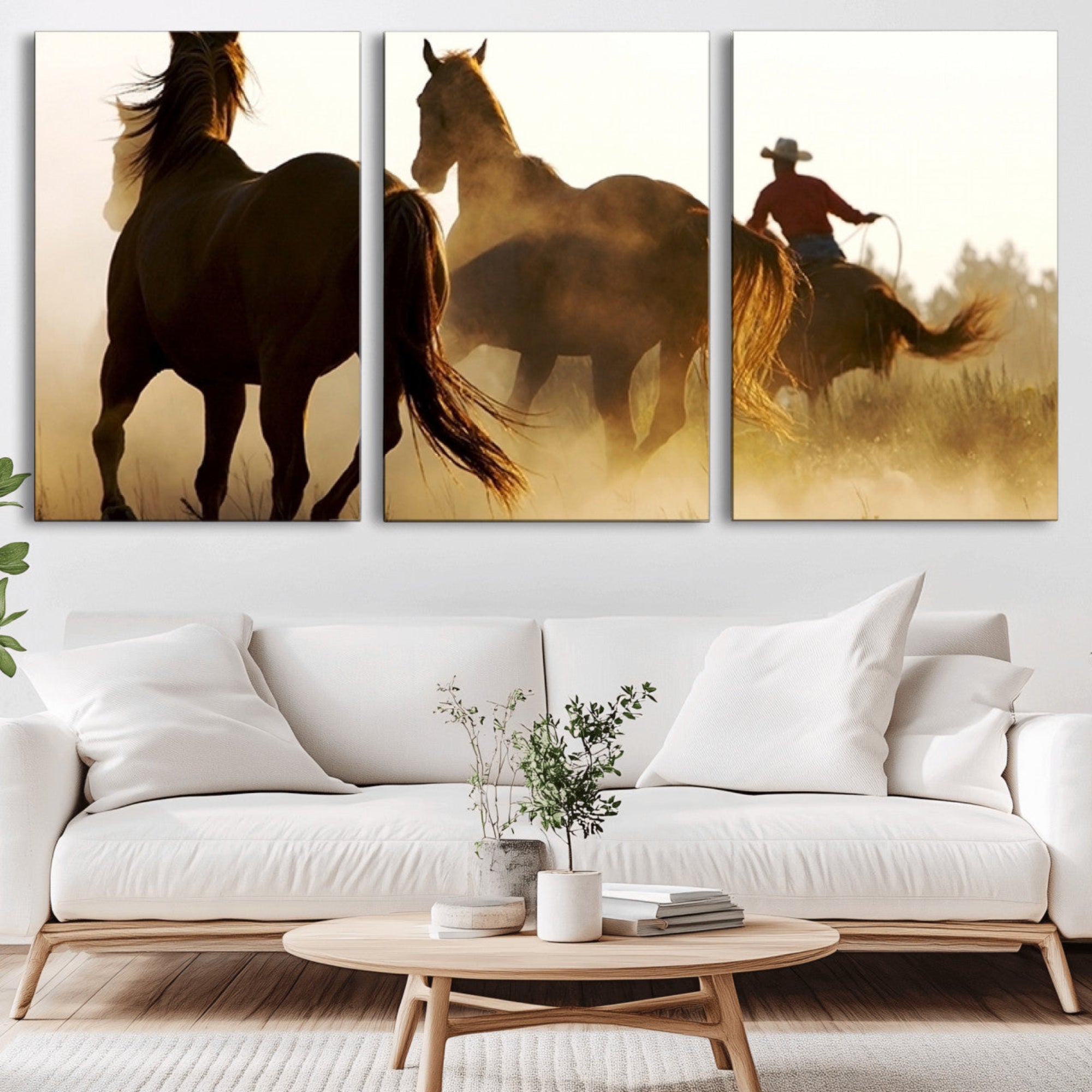 49068-MGV-CV-36X24-Horses and Cowboys Wall Art Canvas Print
