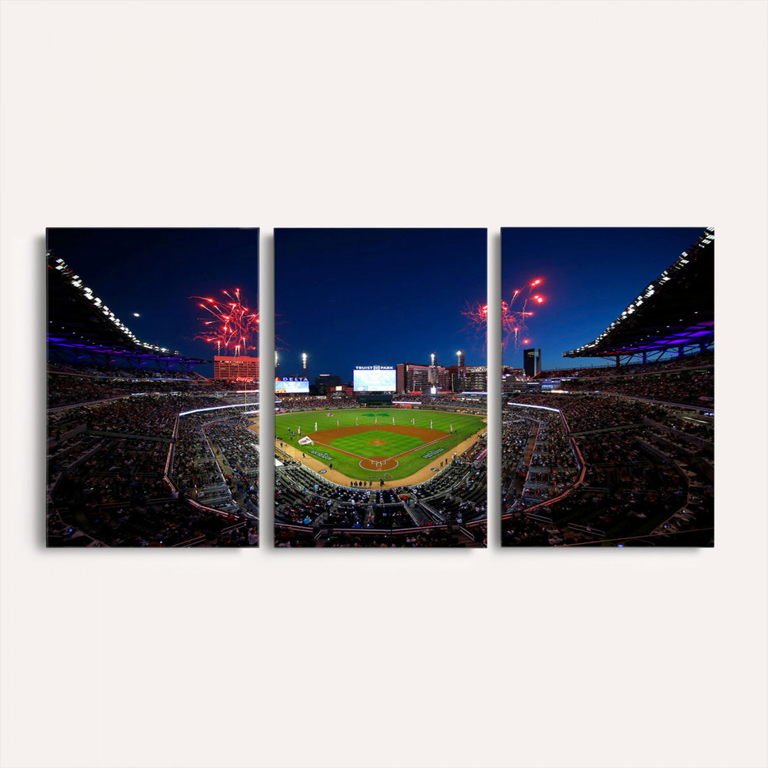 Truist Park Atlanta Braves Baseball Stadium Wall Art Print | Large 3 Panel Canvas